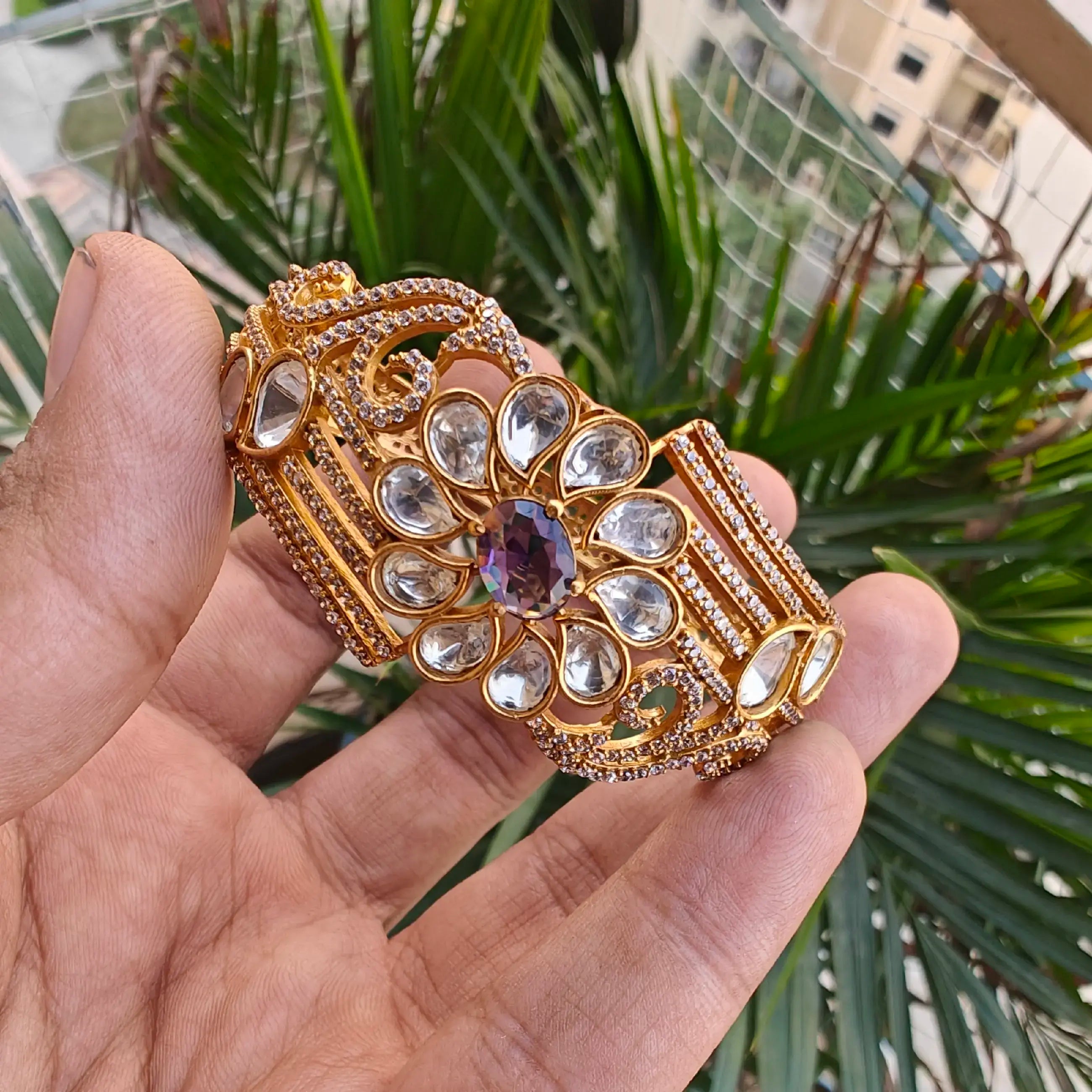 Rubani Jadau AD Openable Bracelet- Purple (Single)