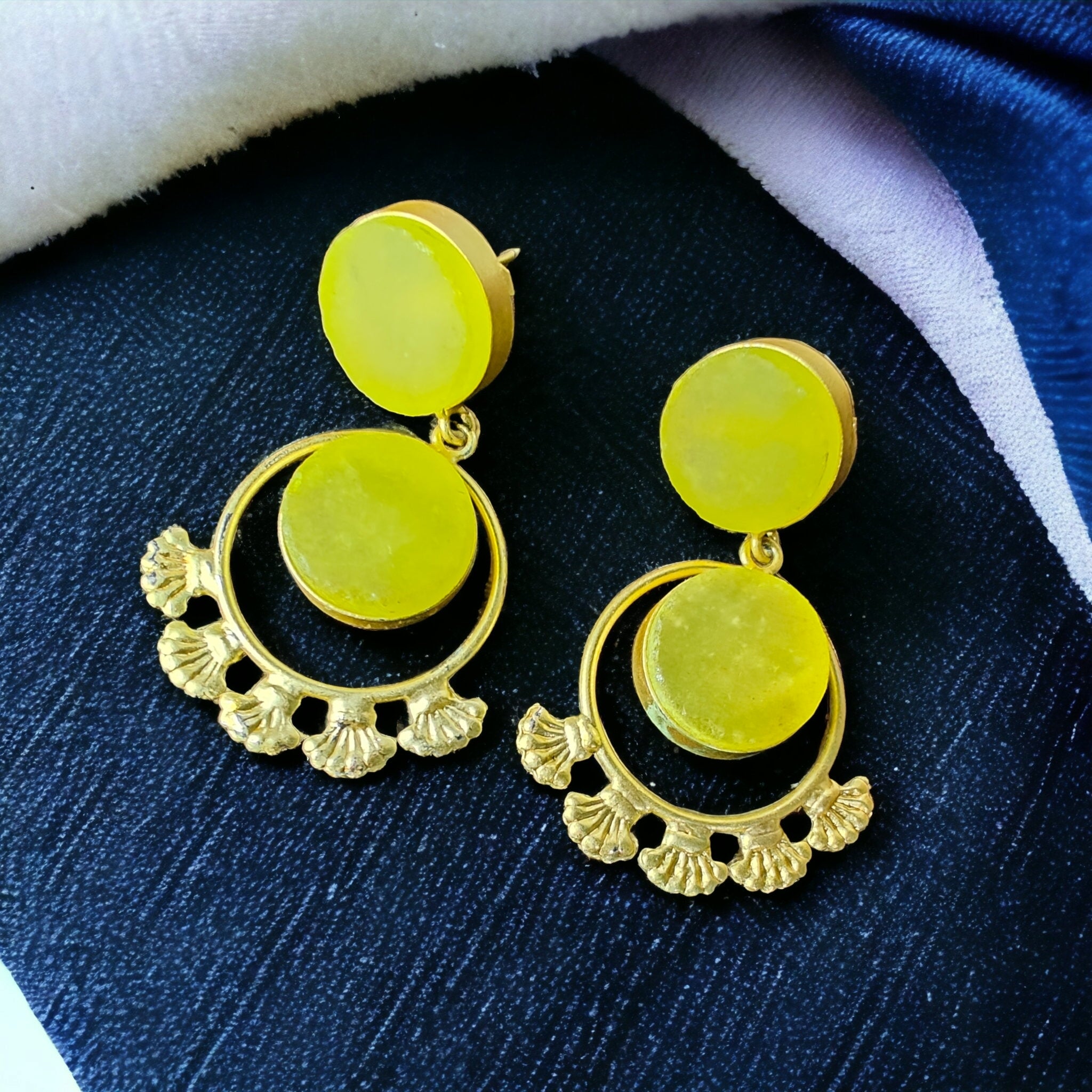 Adita Druzy Earrings- Lemon Yellow