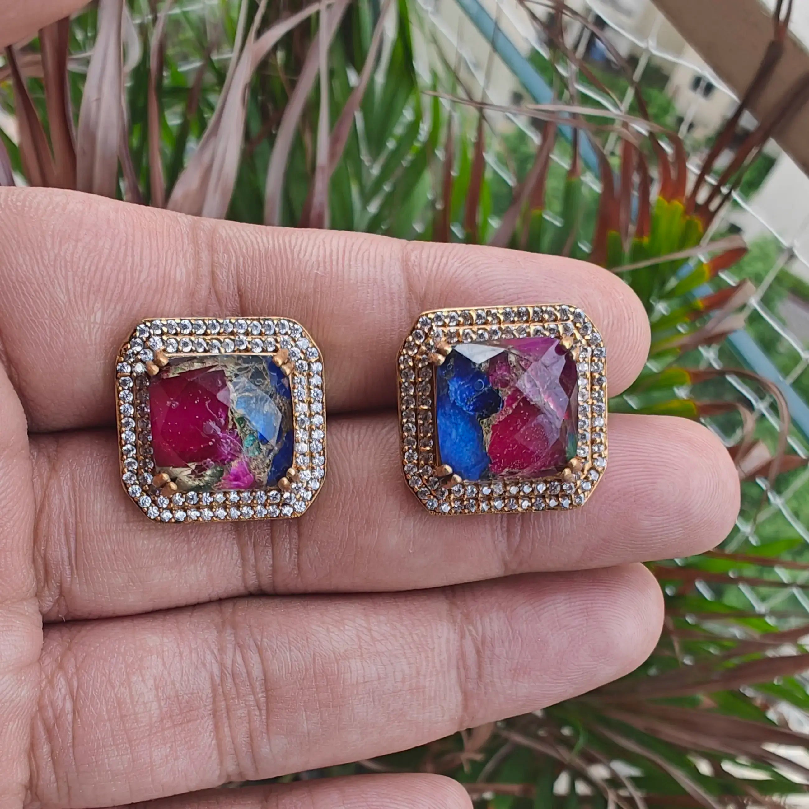 Inara Tourmaline Doublet Studs- Multi