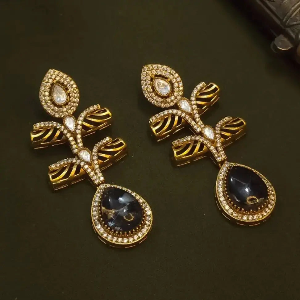 Zarina Leaffall Chandelier Earrings - Black