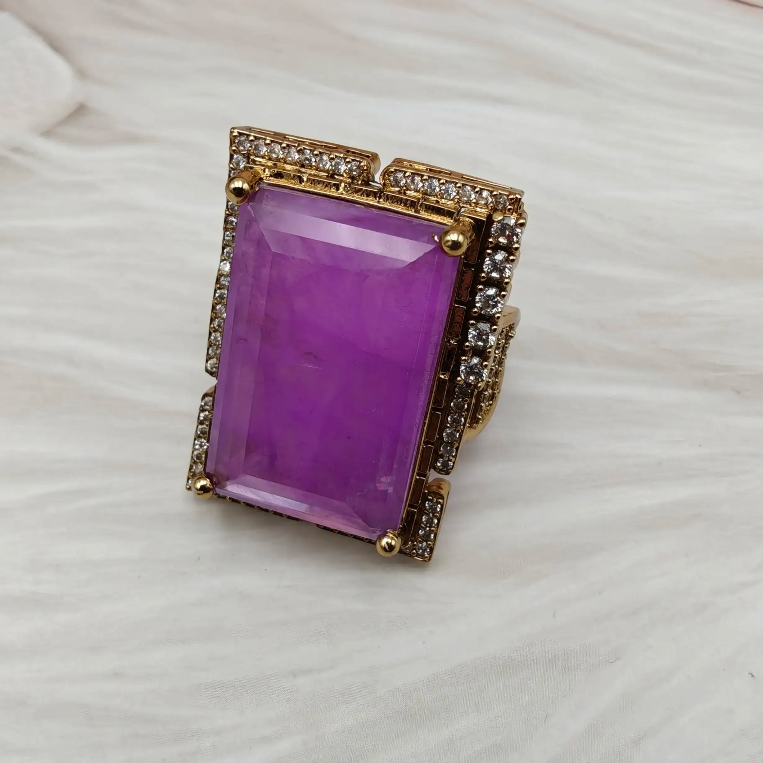 Isabella Russian Doublet Statement Ring - Purple