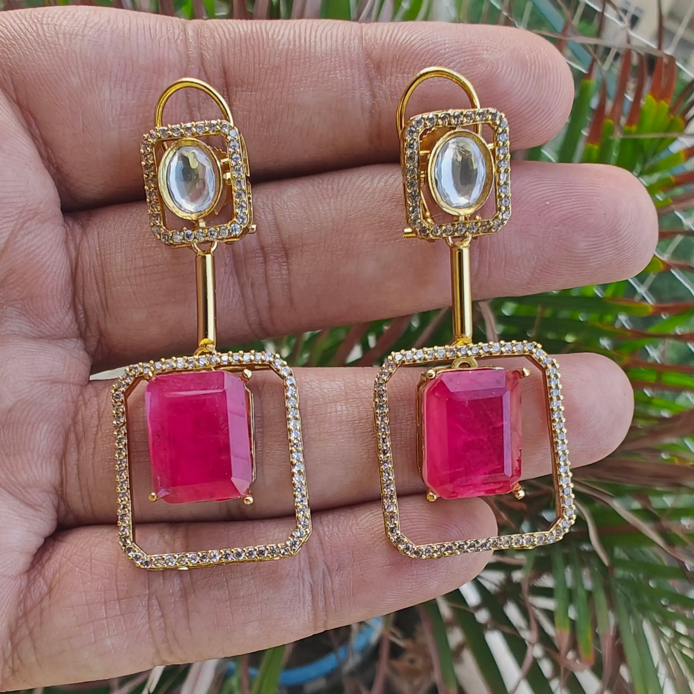 Kimaya Doublet Earrings- Ruby