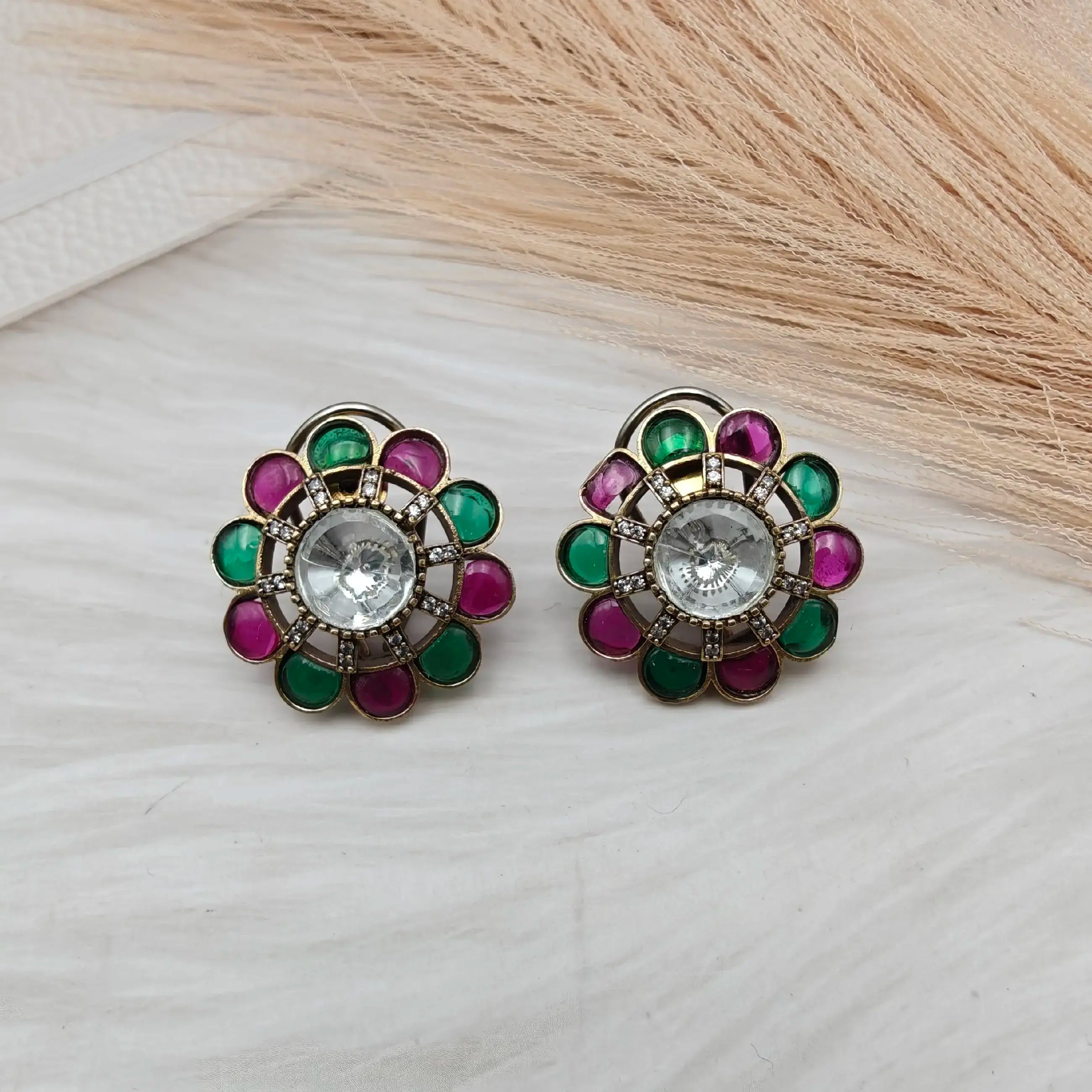 Aashka Takker Stone Studs - Ruby N Green
