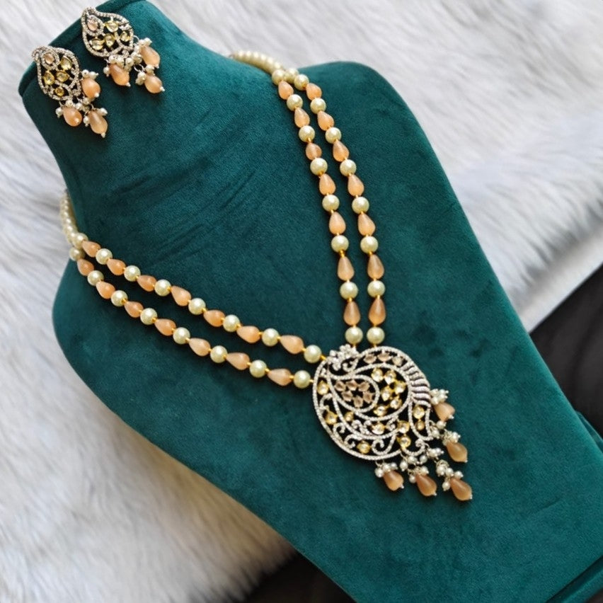 Surabhi Long Necklace - Peach