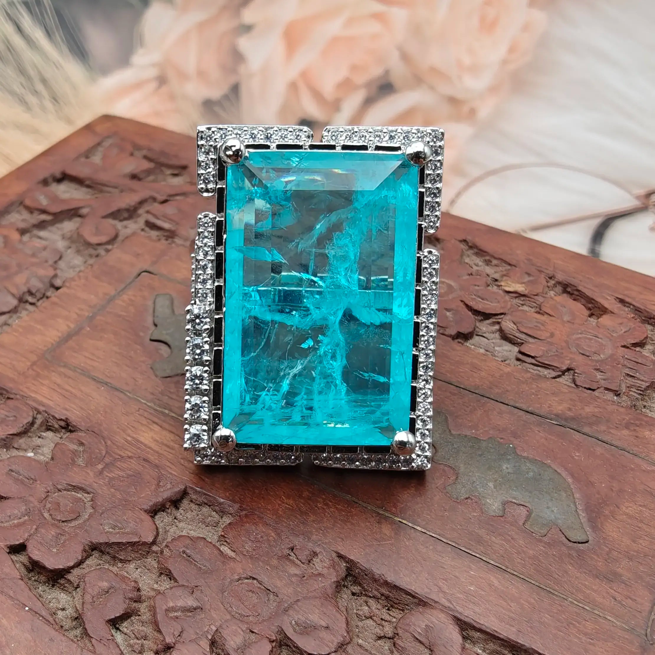 Isabella Russian Doublet Cocktail Ring - Aquamarine