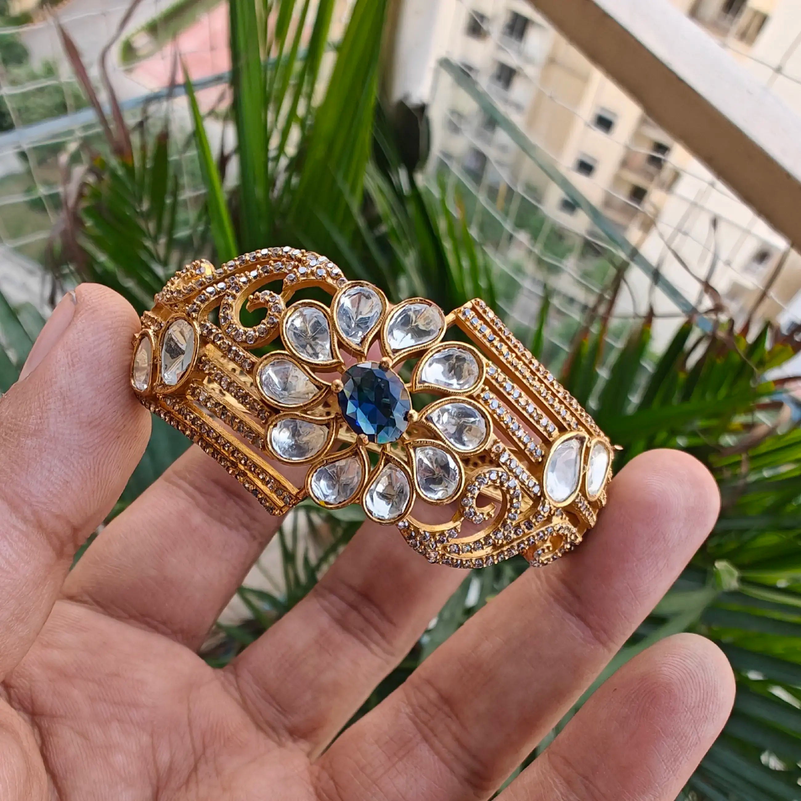 Rubani Jadau AD Openable Bracelet- Blue (Single)