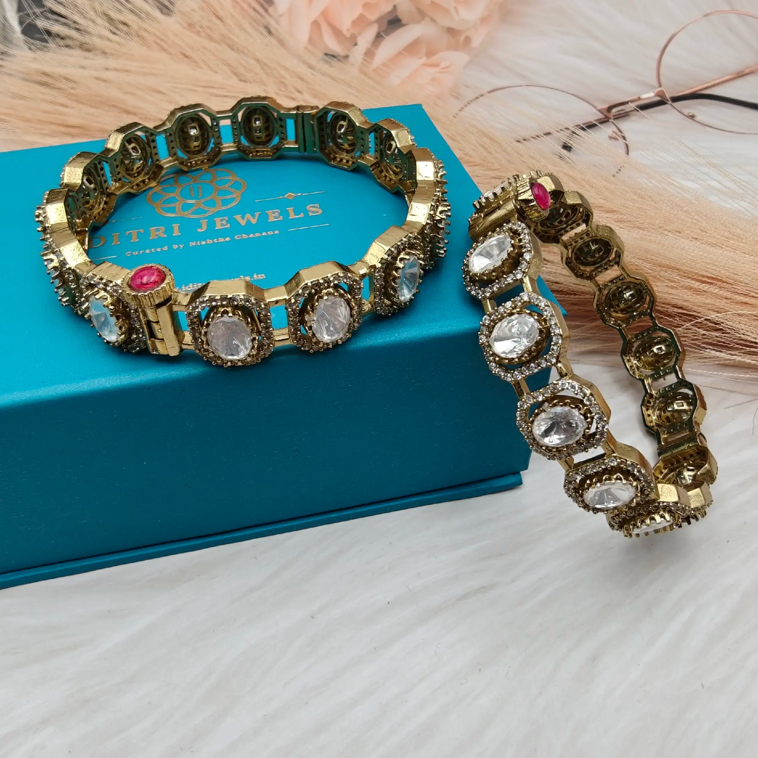 Phulkari Moissanite Openable Bangles