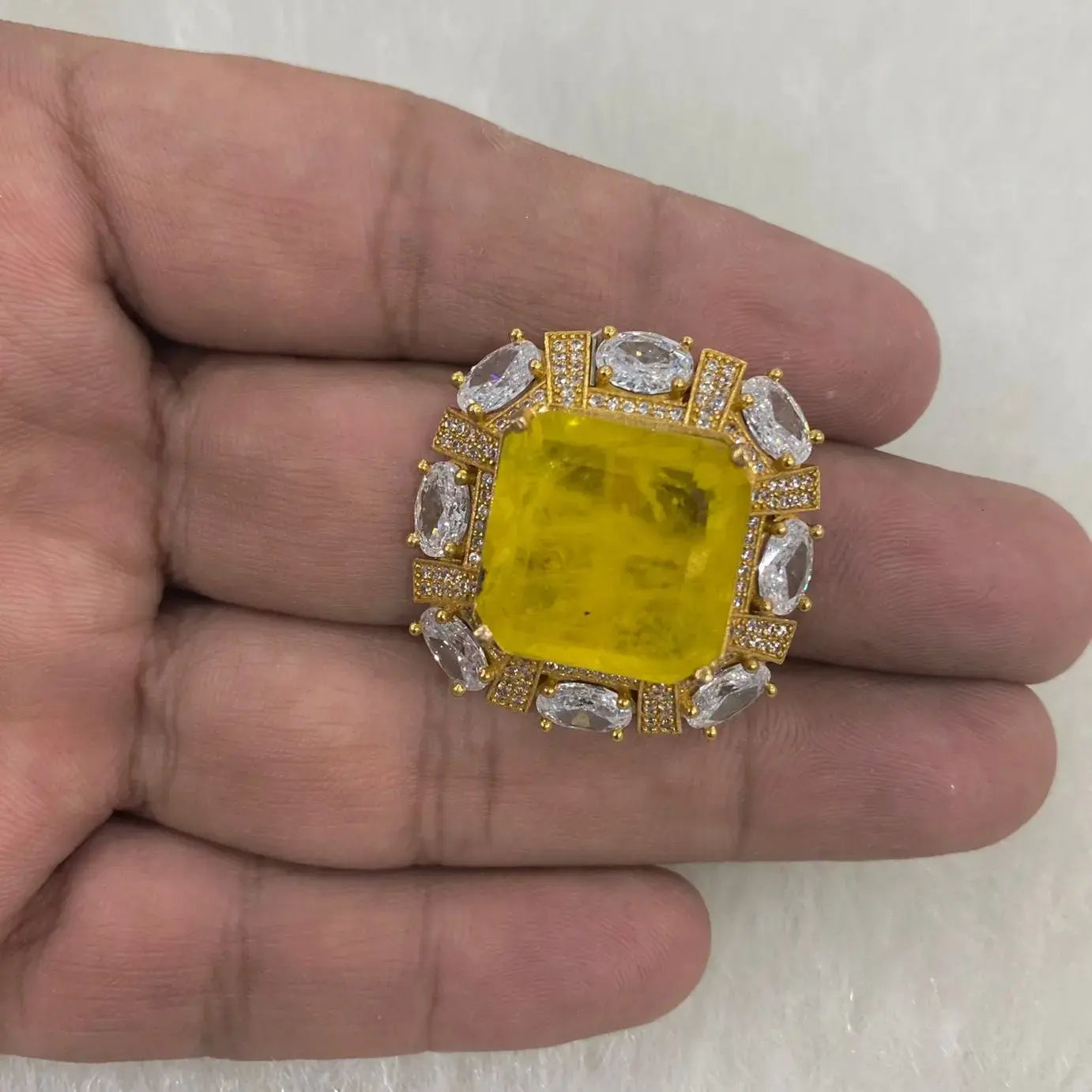 Raina Doublet Finger Ring- Yellow