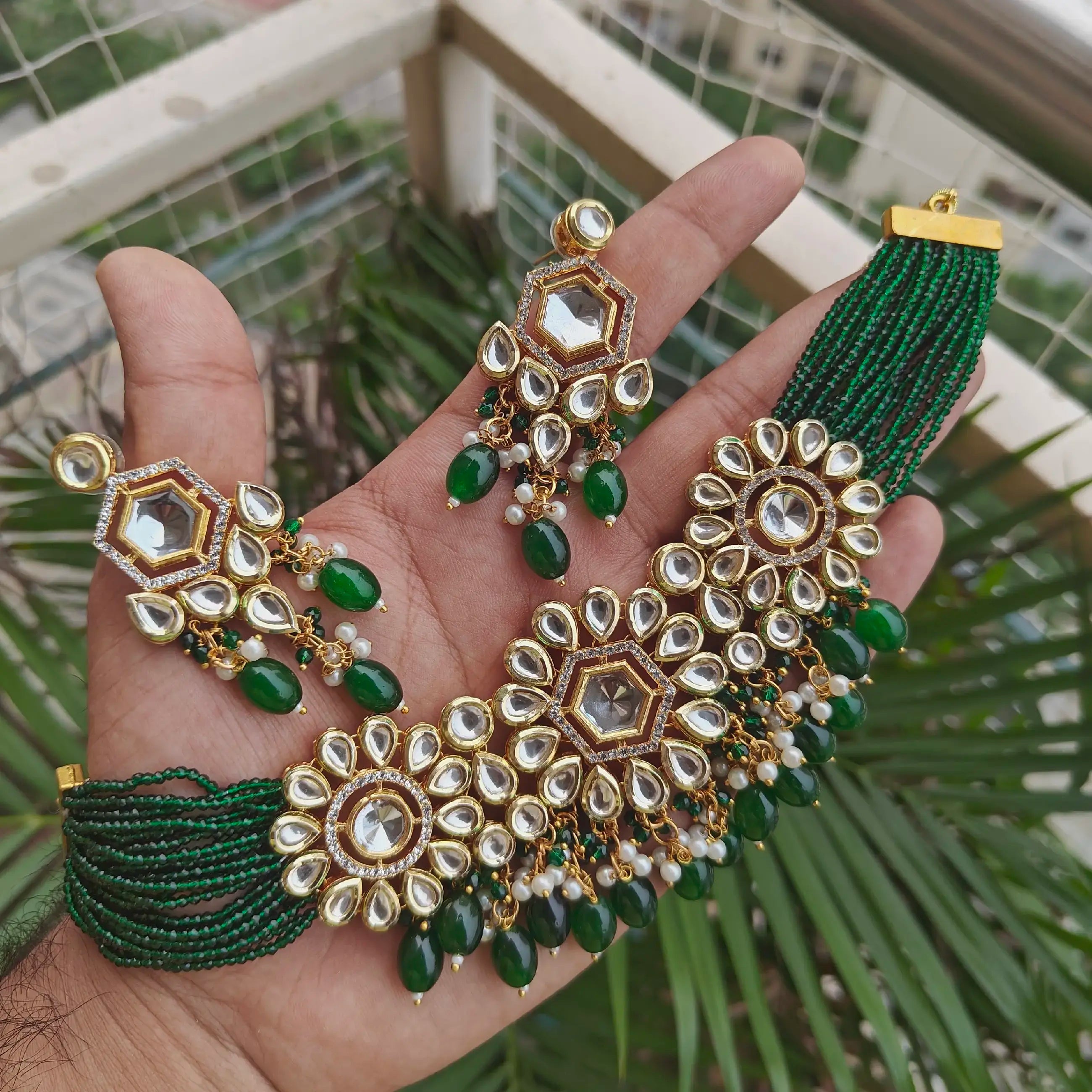 Suhani Kundan N Hydro Choker Set - Green