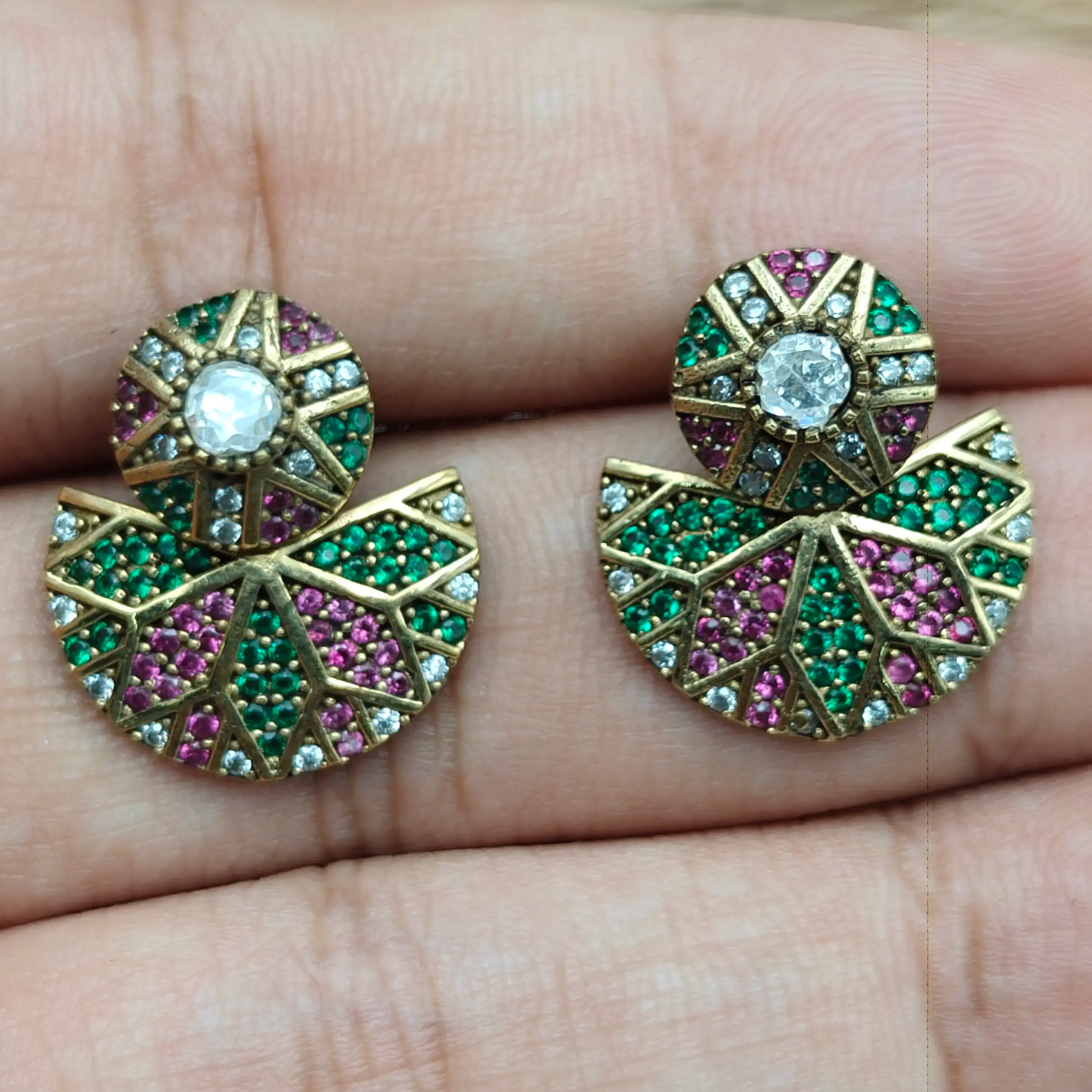 Kylie Detachable Earrings - Ruby n Green