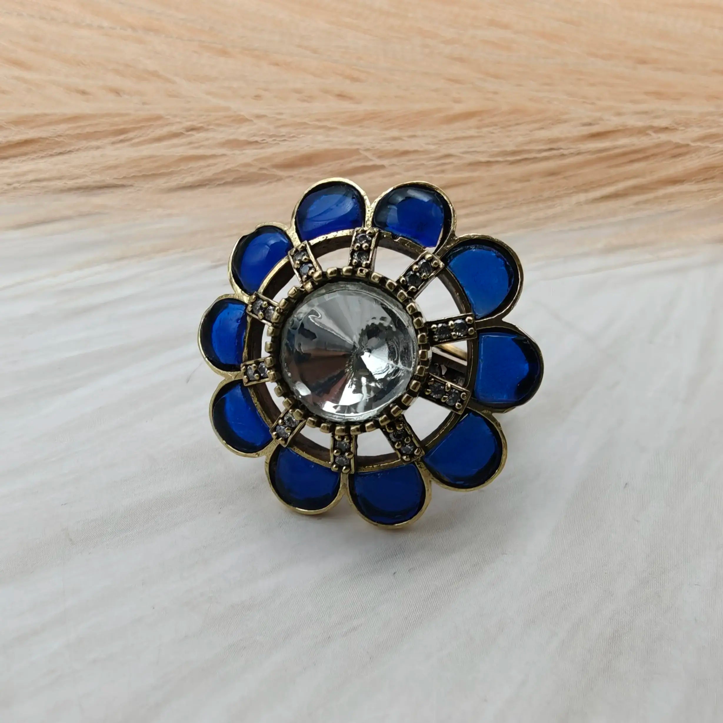 Aashka Takker Stone Ring- Blue