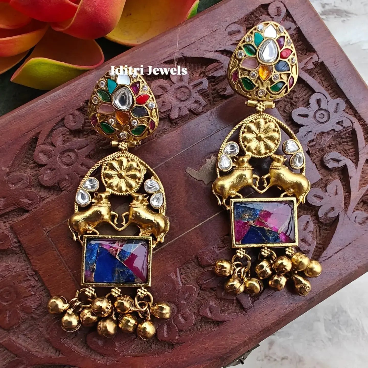 Nandi Amrapali Brass Fusion Earrings - Multi