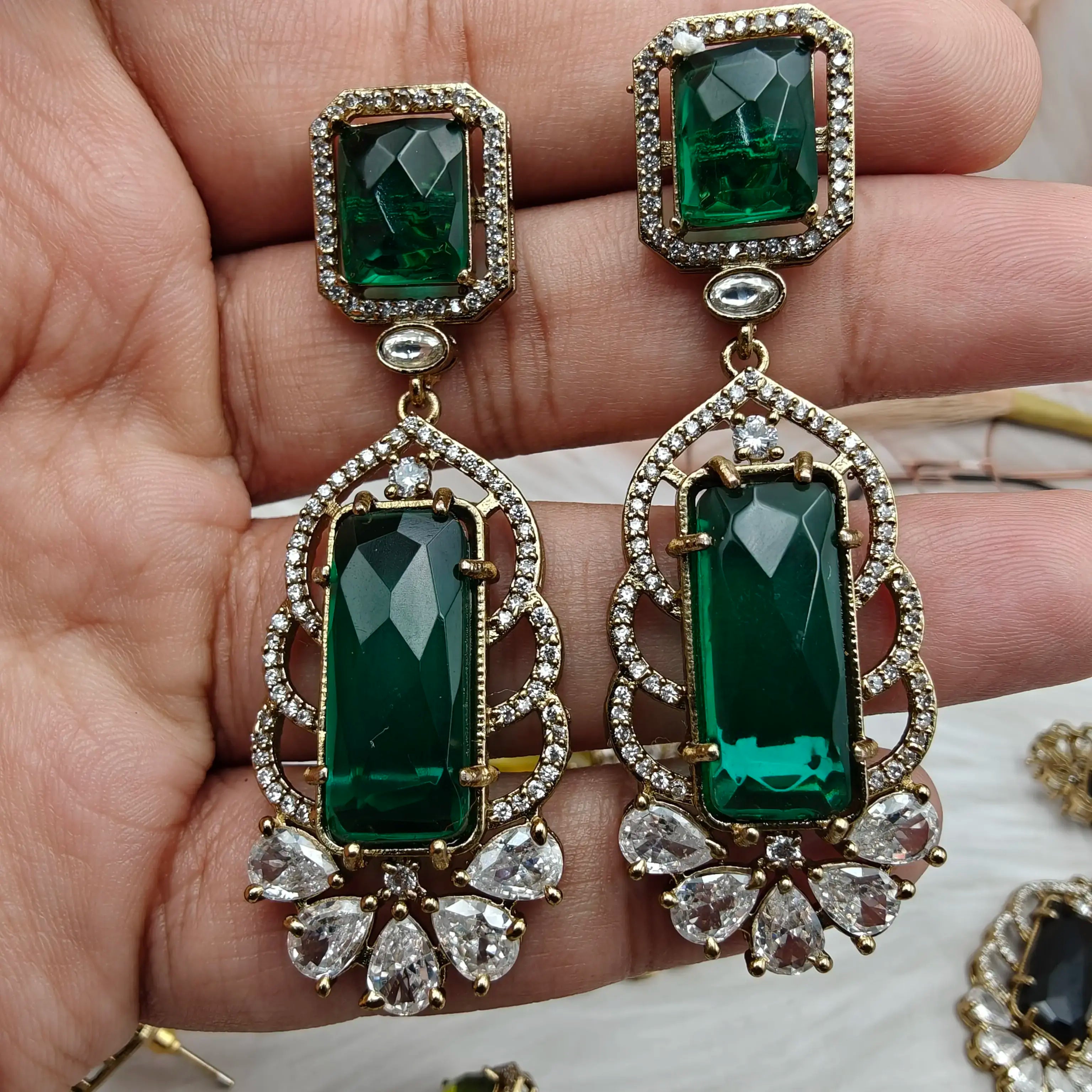 Noorhues Trans Stone Earrings - Green