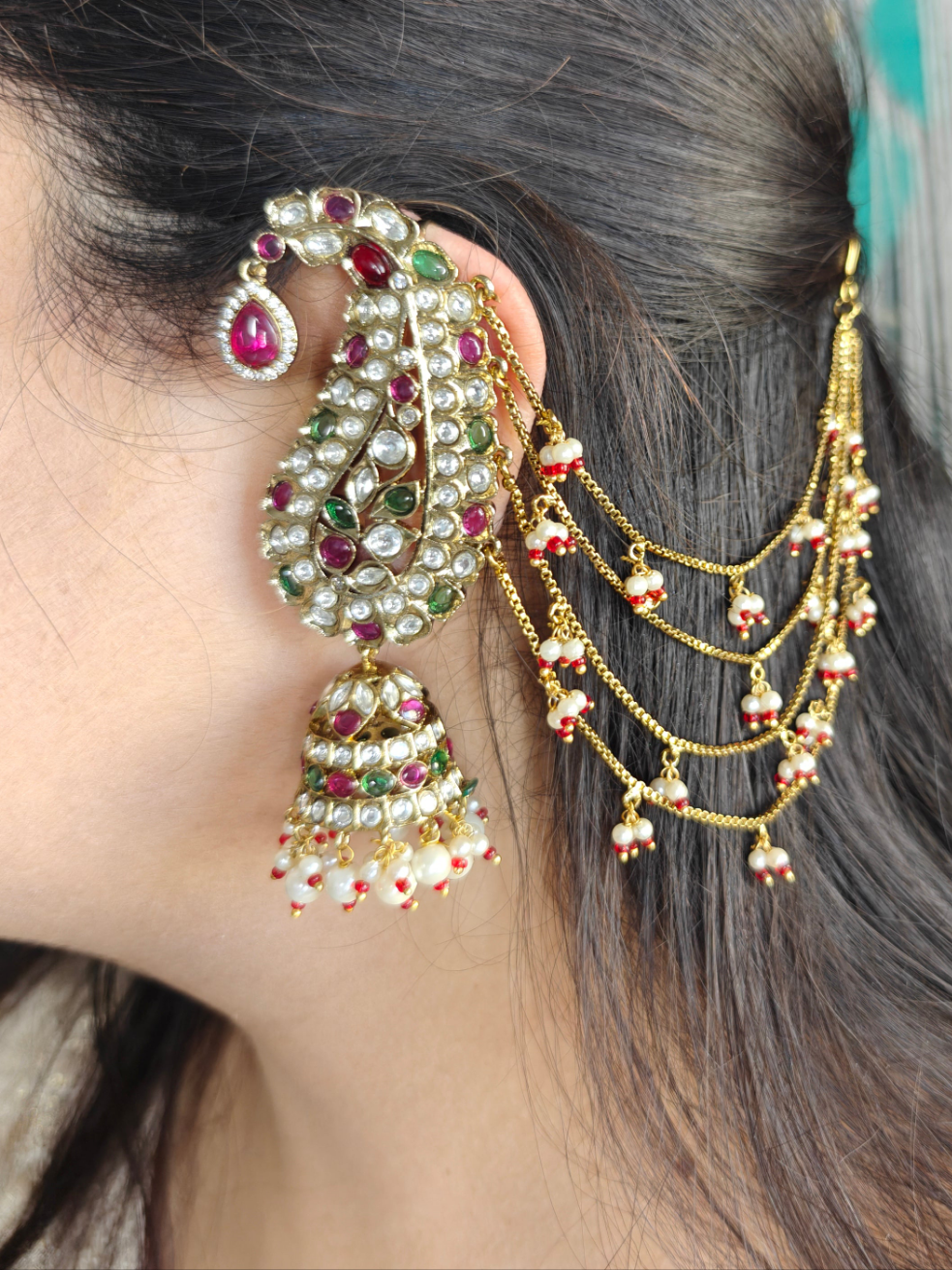 Arshiya Heritage Jadau Kundan Earcuff with Earchains