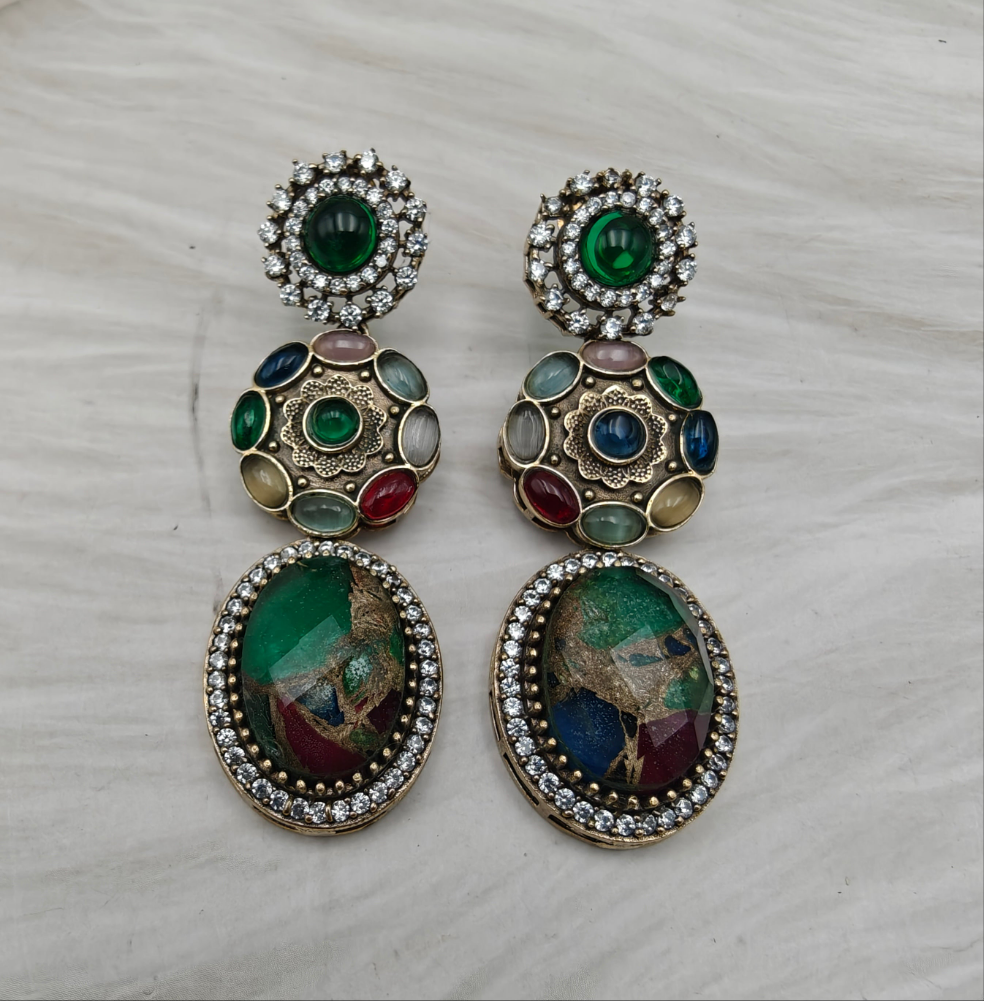 Sabya Charm Copper Doublet Earrings - Multi
