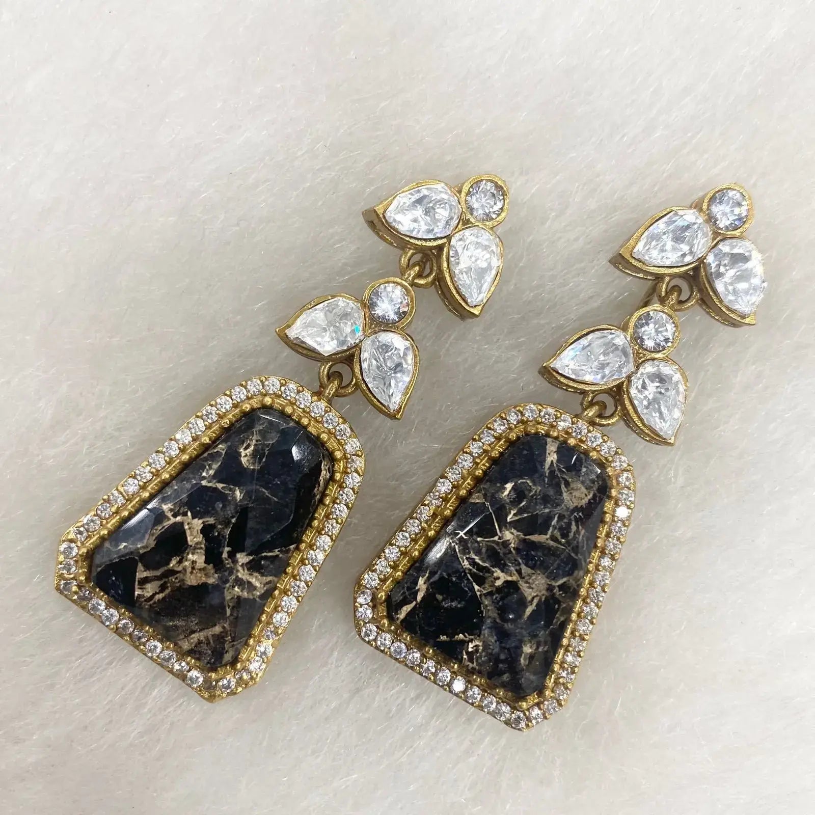 Ankahee Moissanite And Tourmaline Doublet Statement Earrings - Black