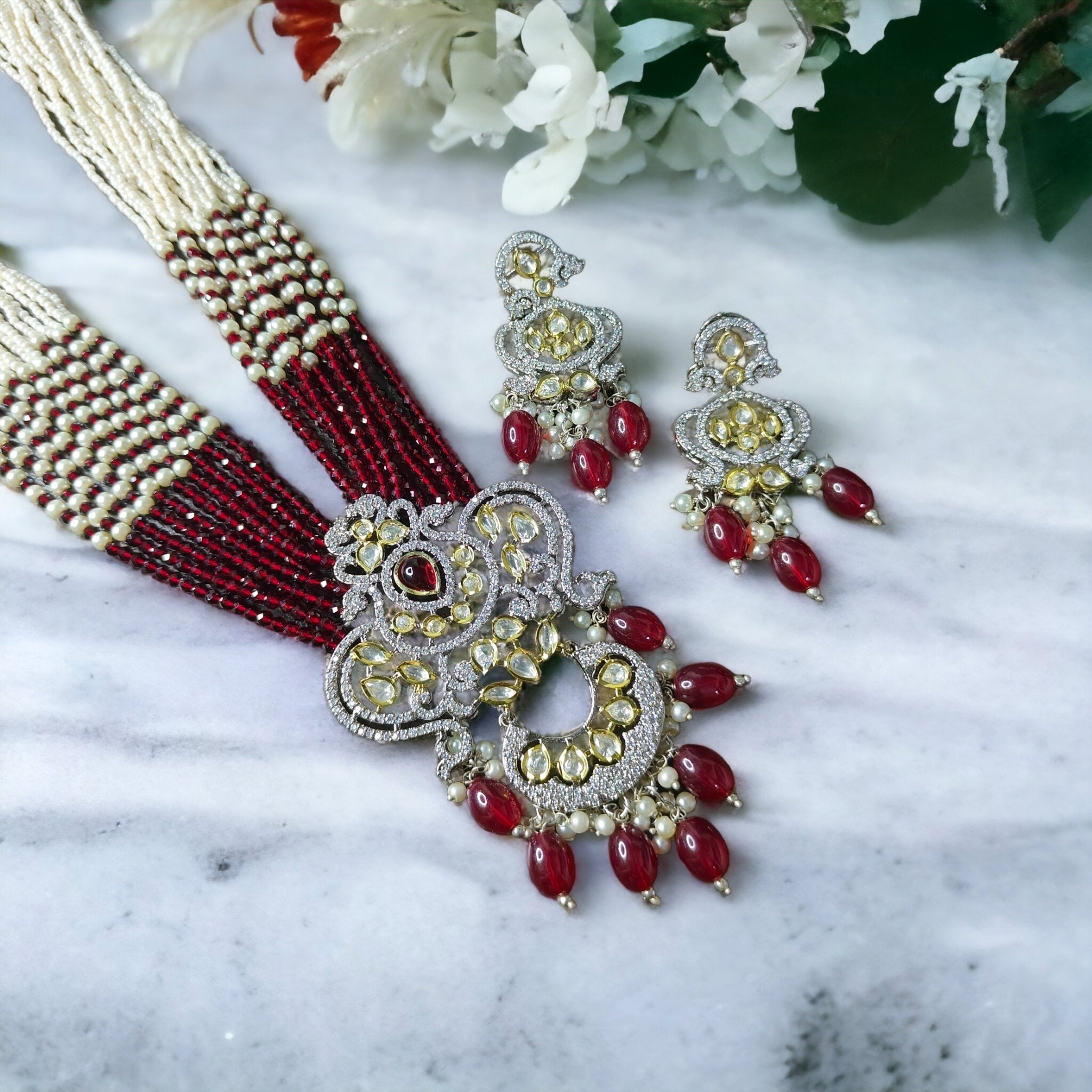 Sidhi Long Necklace- Wine
