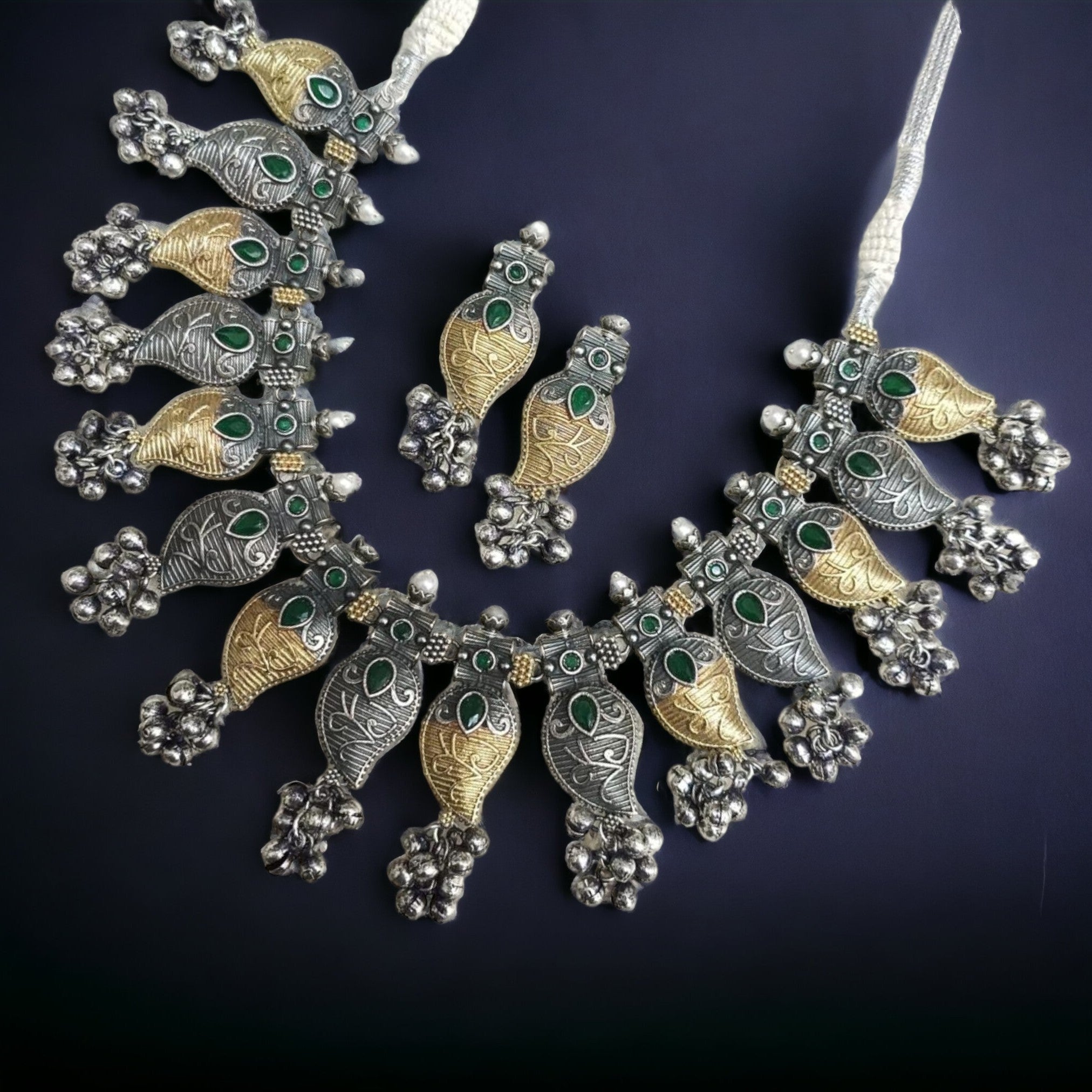 Mermaid Dual Tone Necklace Set- Green