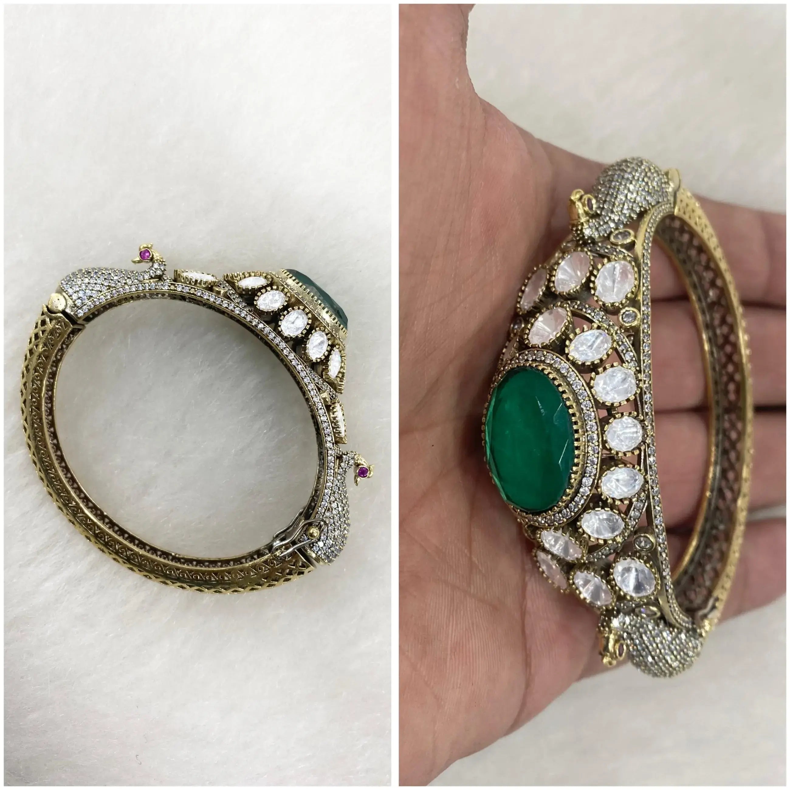 Moor Doublet Invisible Setting AD Openable Bracelet - Green