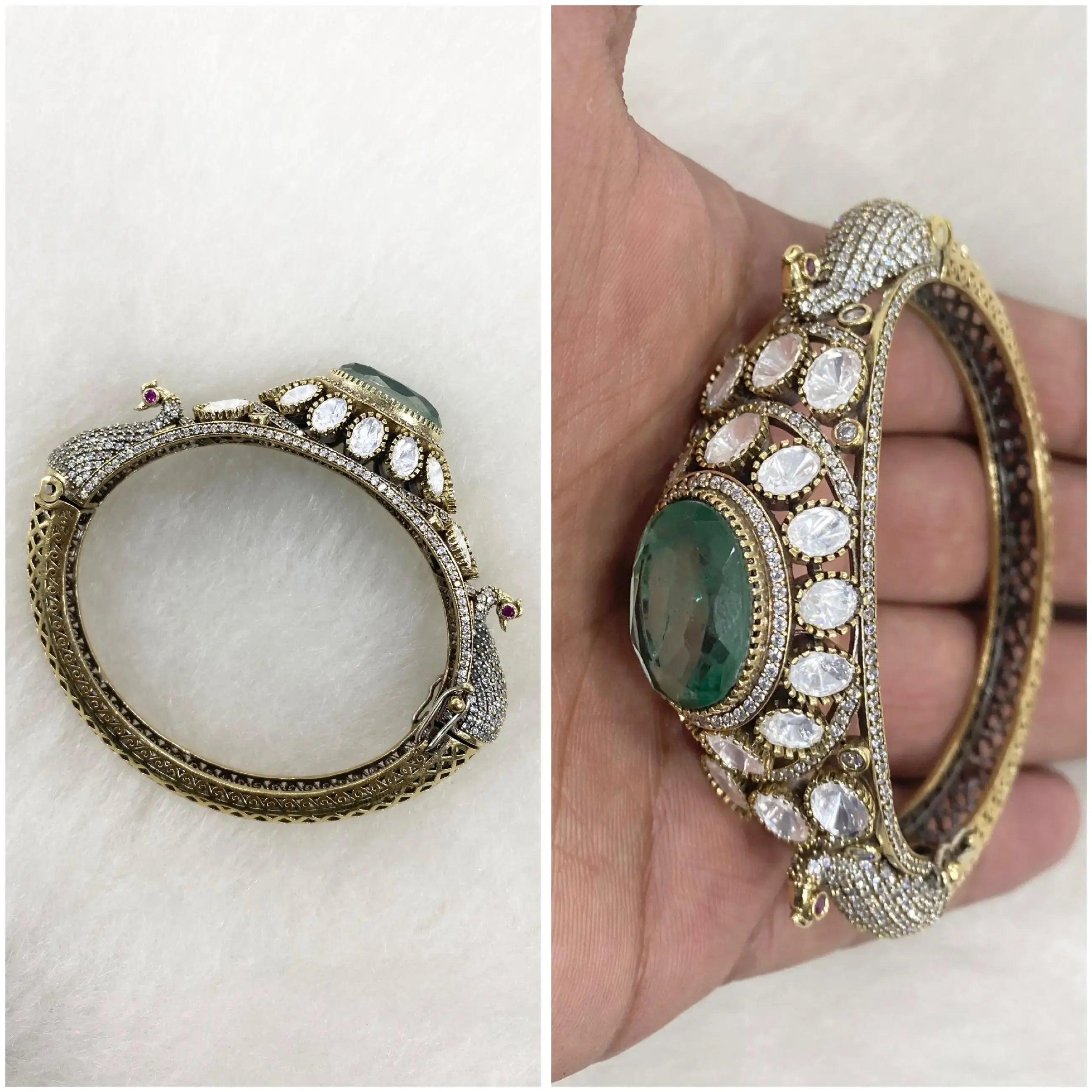 Moor Doublet Invisible Setting AD Openable Bracelet - Mint