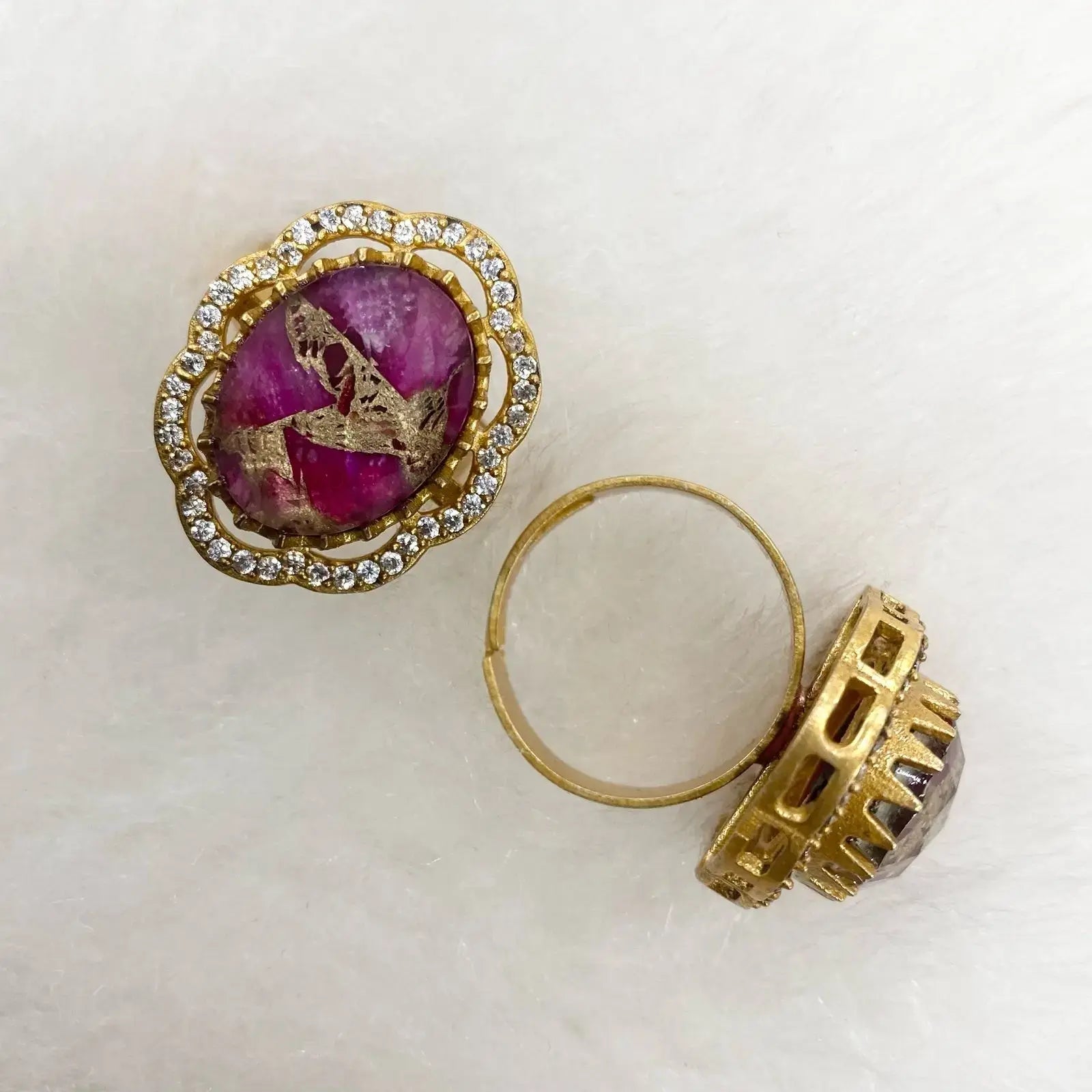 Sharmeen Tourmaline Doublet Adjustable Ring - Ruby