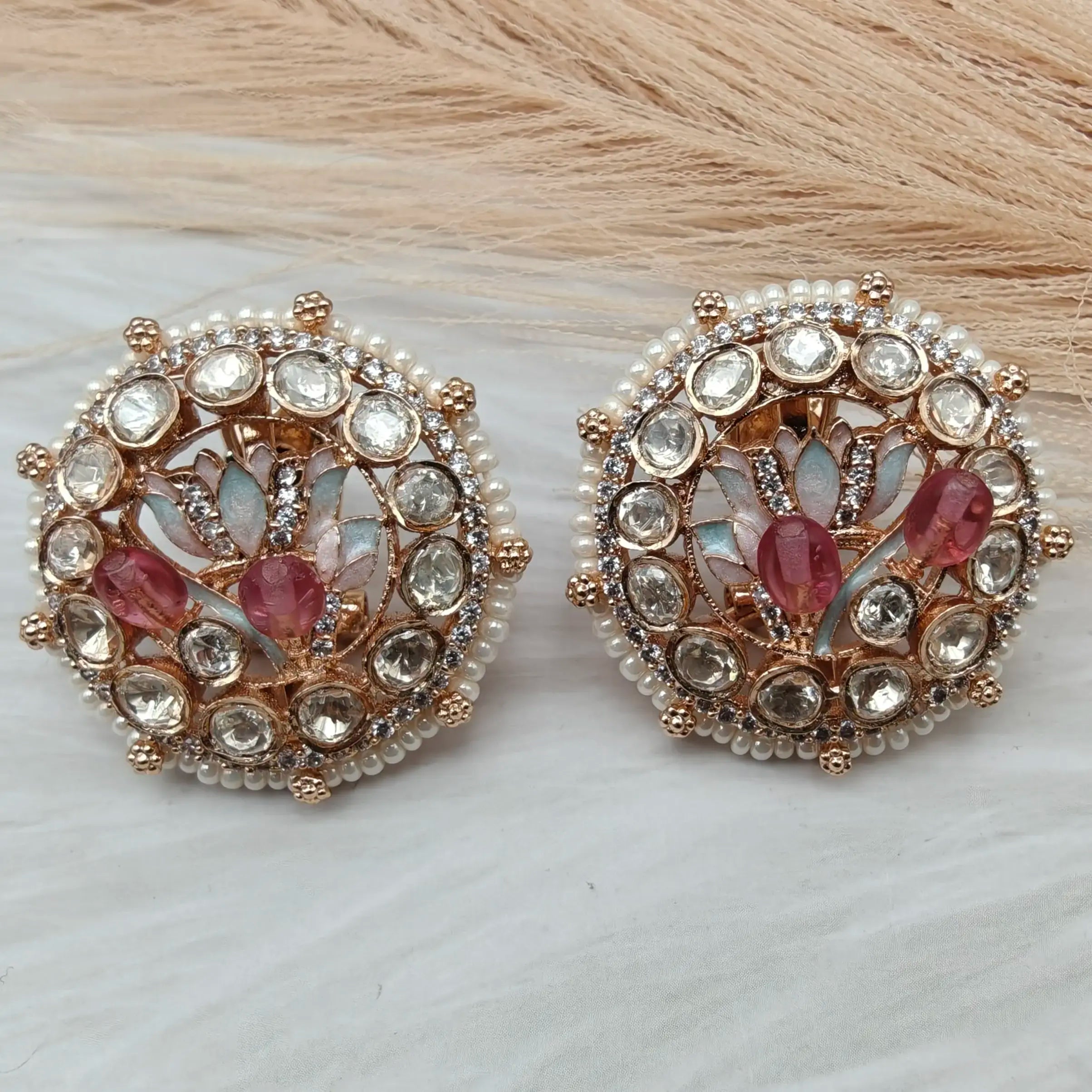 Noorani Lotus Moissanite Studs - Ruby