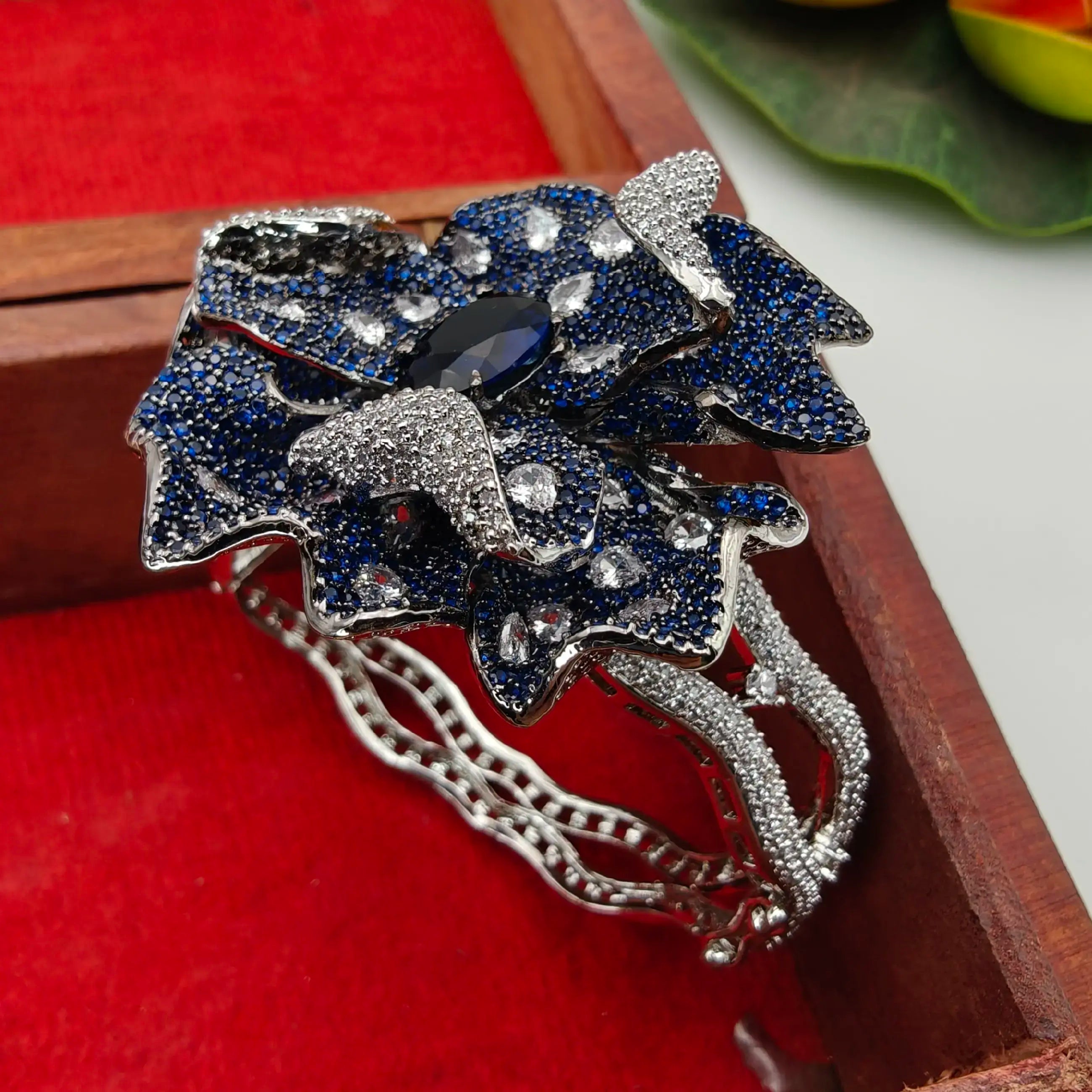 Varsha Luxury Invisible Setting AD Bracelet - Blue Sapphire