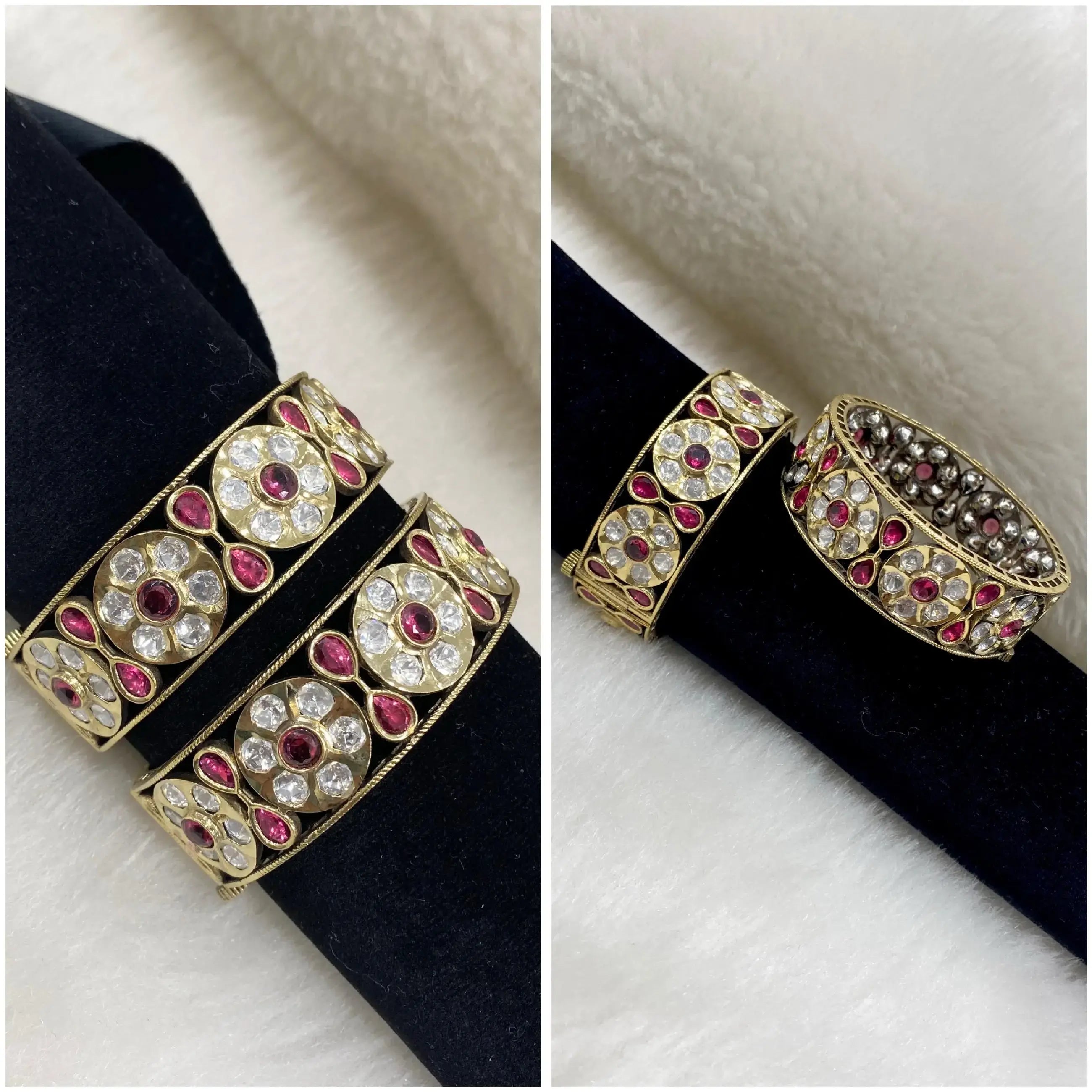 Sanika Tyani Kundan Openable Bangles - Ruby