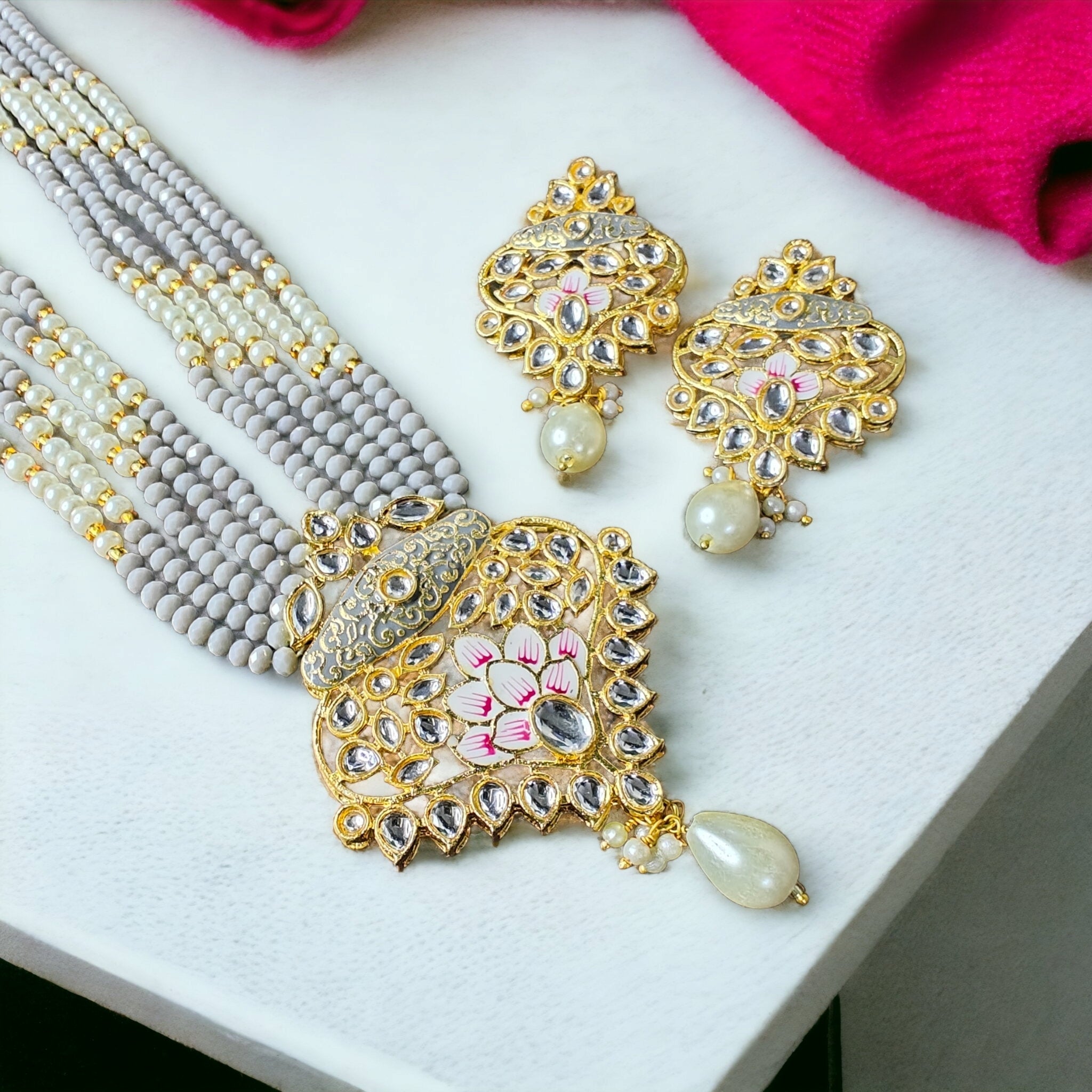 Sargun Long Necklace- Grey