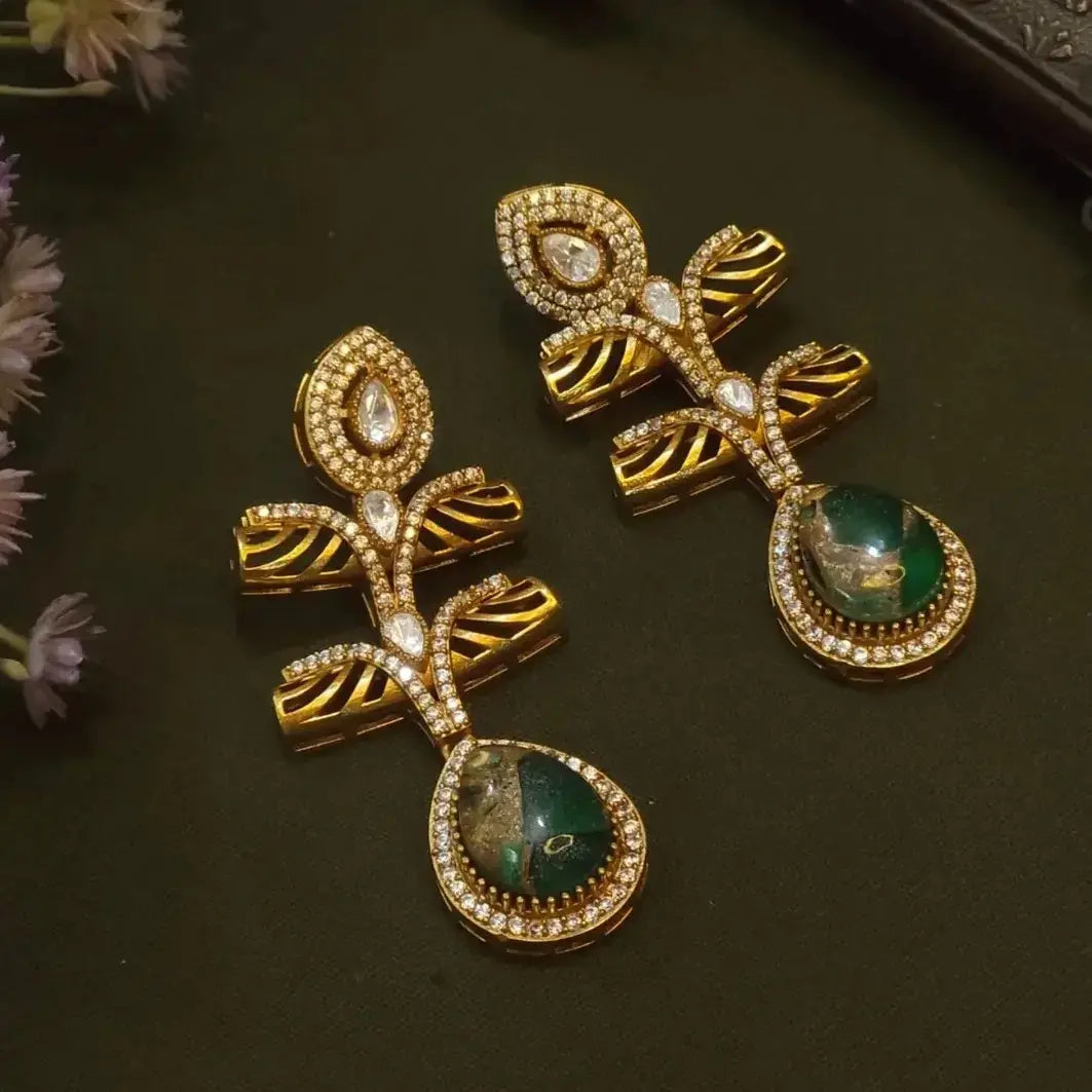 Zarina Leaffall Chandelier Earrings - Green