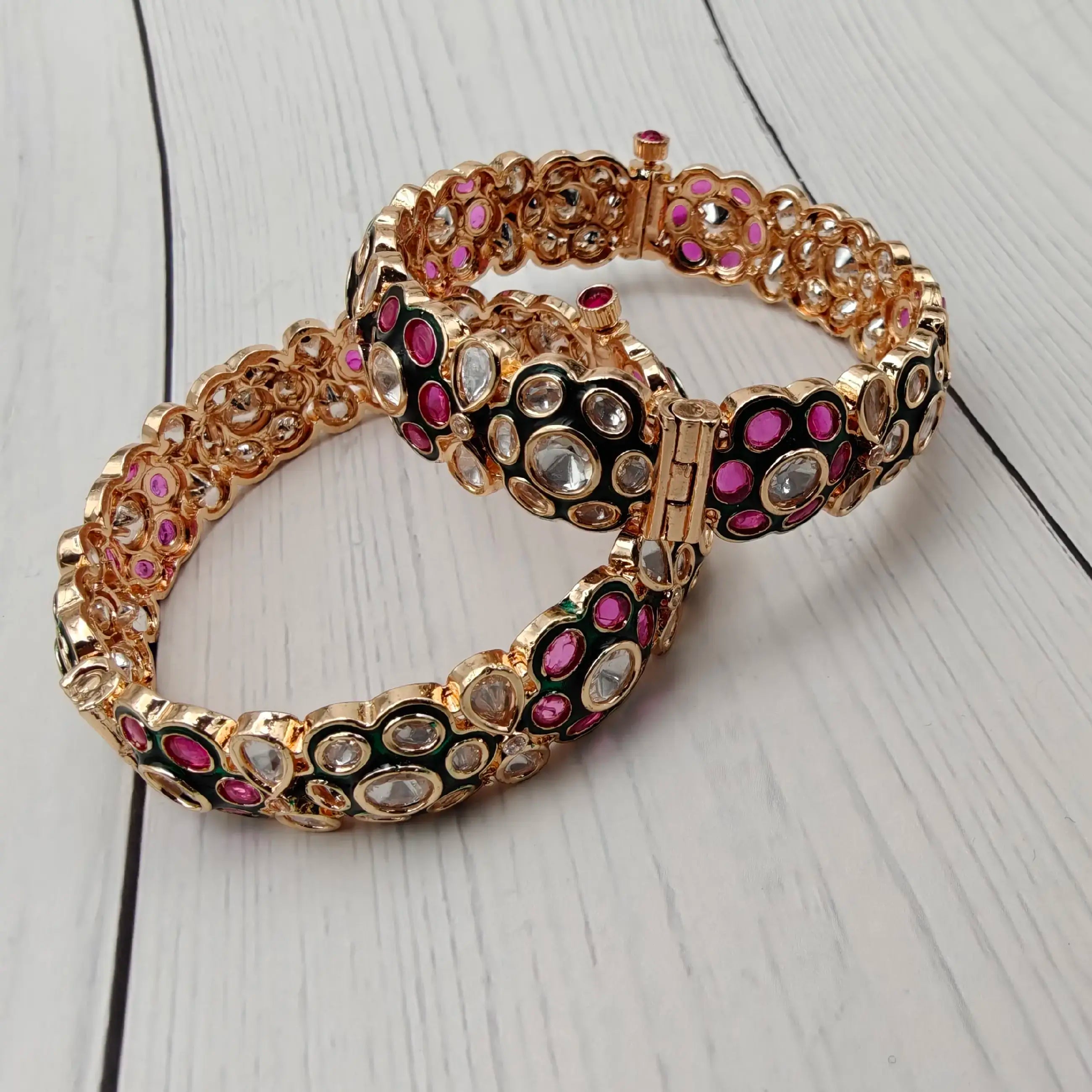 Siyana Premium Moissanite Enamel Meena Openable Bangles