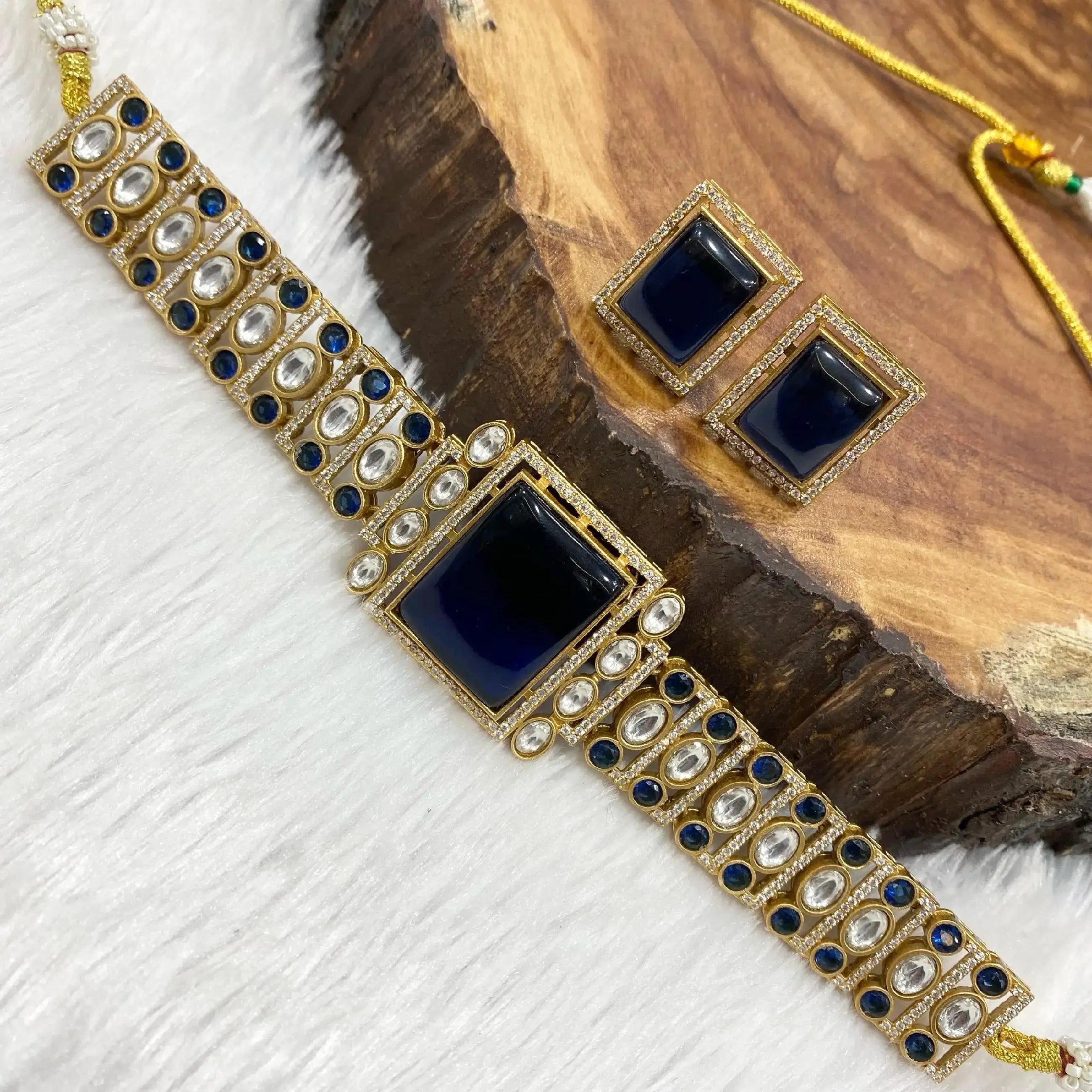 Bhoomi Sleek Choker Set - Blue