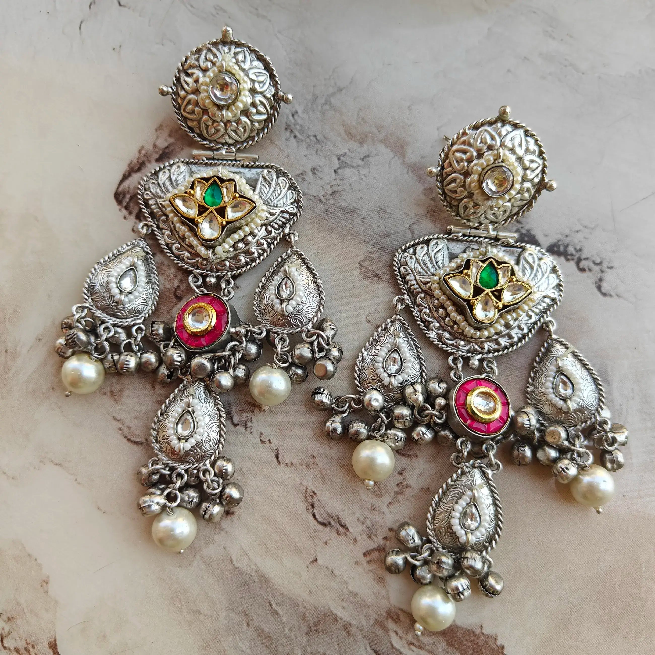 Shefi Pachi Kundan Brass Fusion Earrings