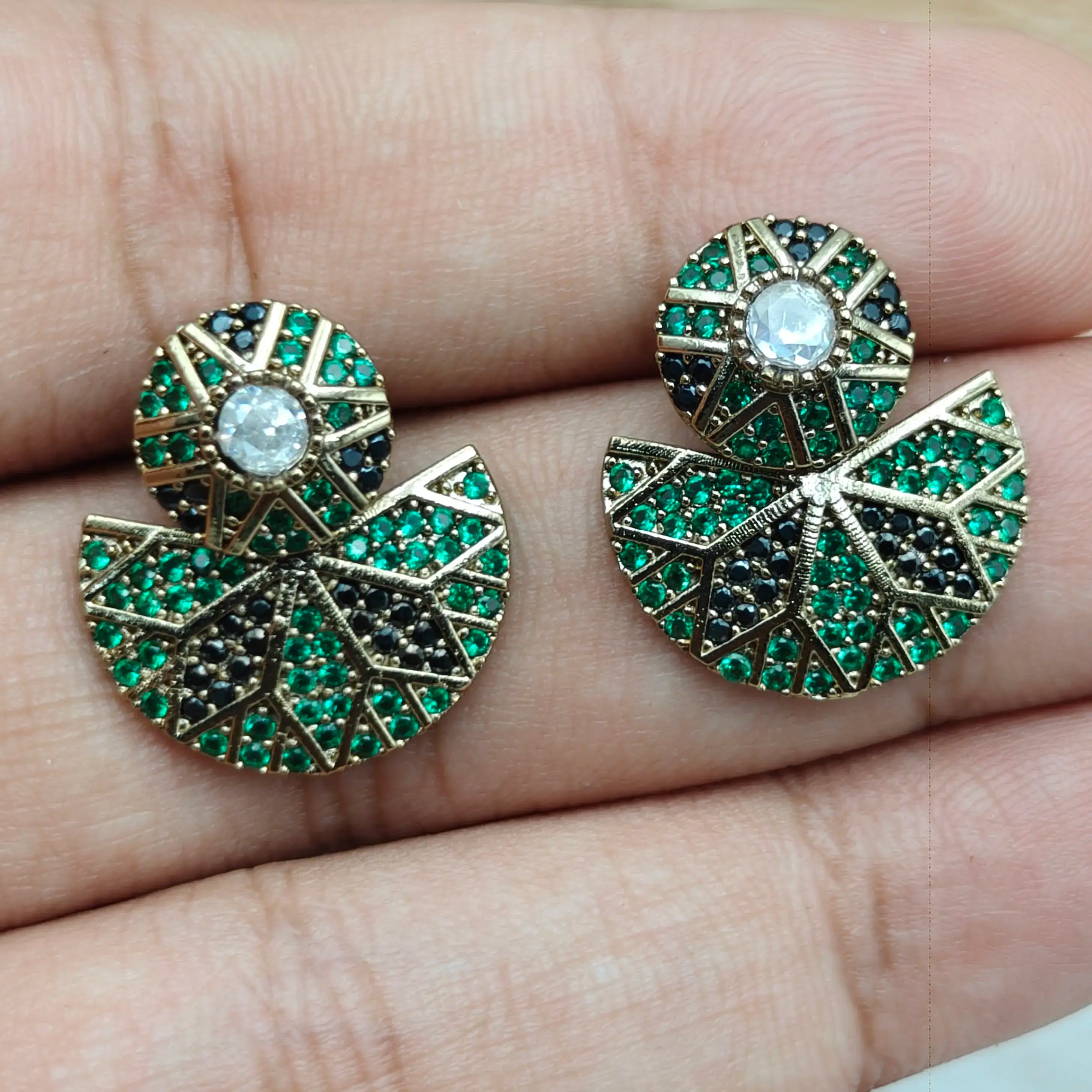 Kylie Detachable Earrings- Green n Black