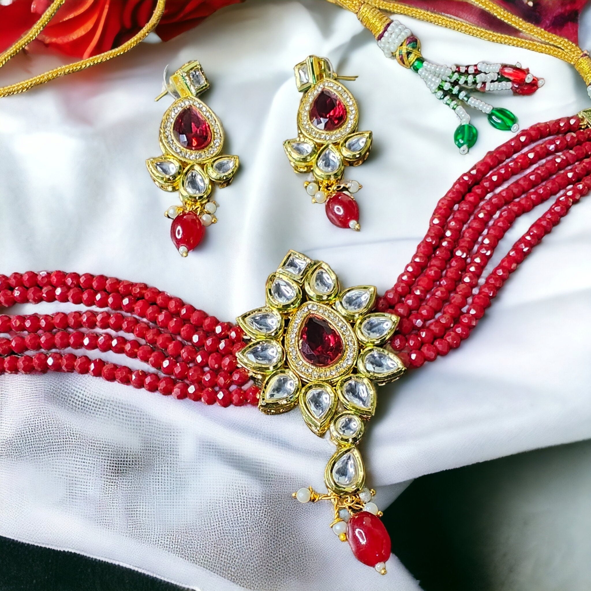 Kusum Choker Set- Red