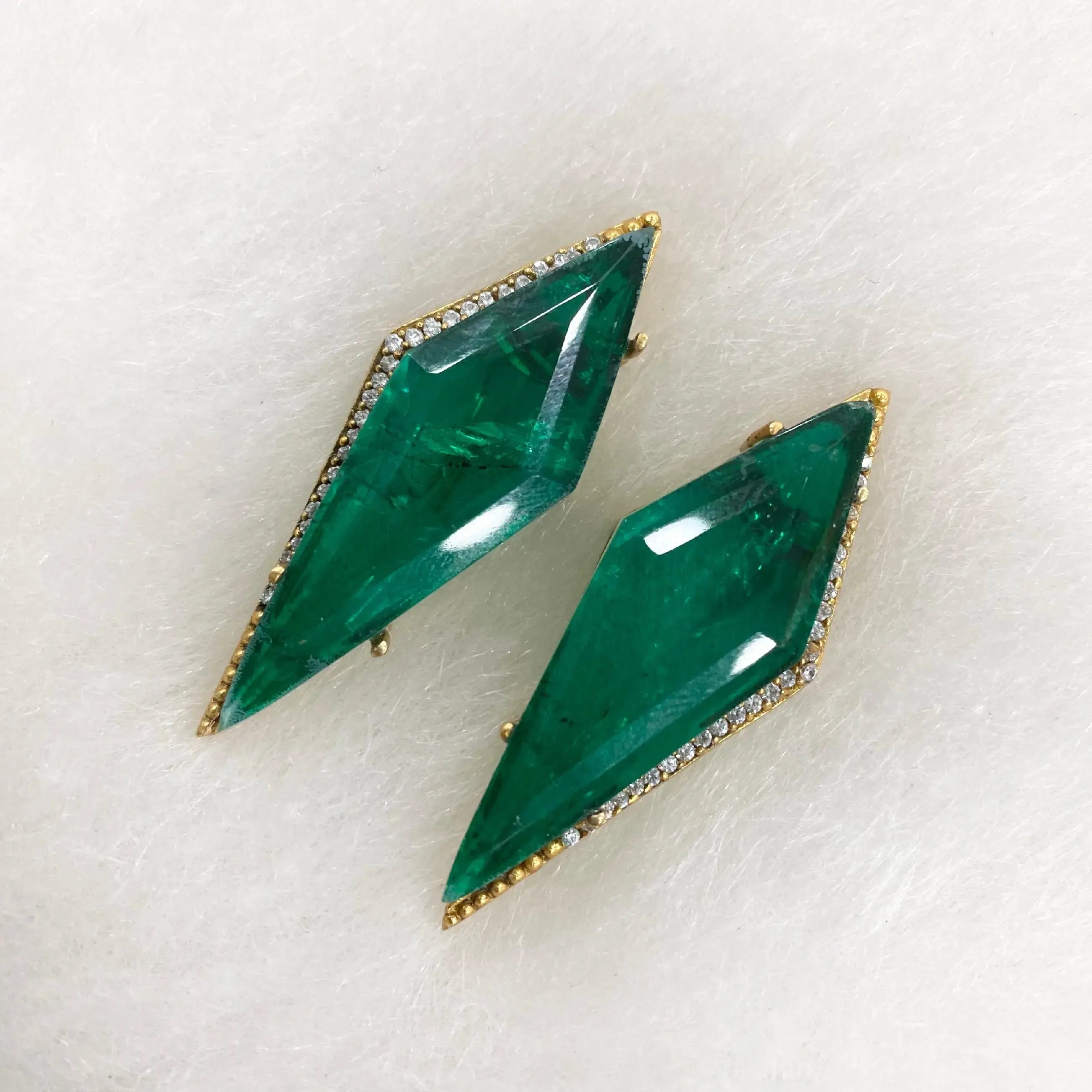 Burfi Doublet Earrings - Emerald Green
