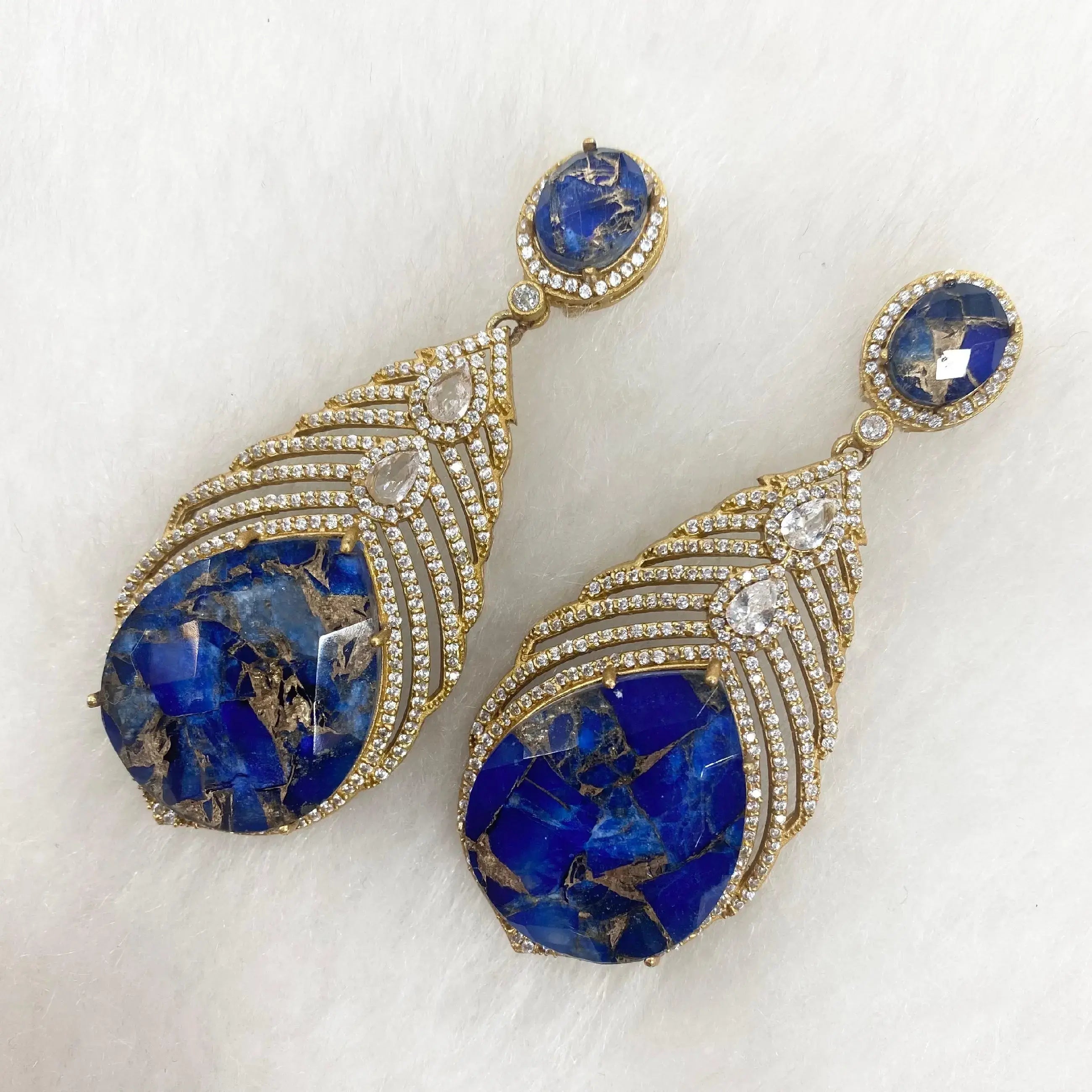 Mayuri Pankh Tourmaline Doublet Earrings - Blue