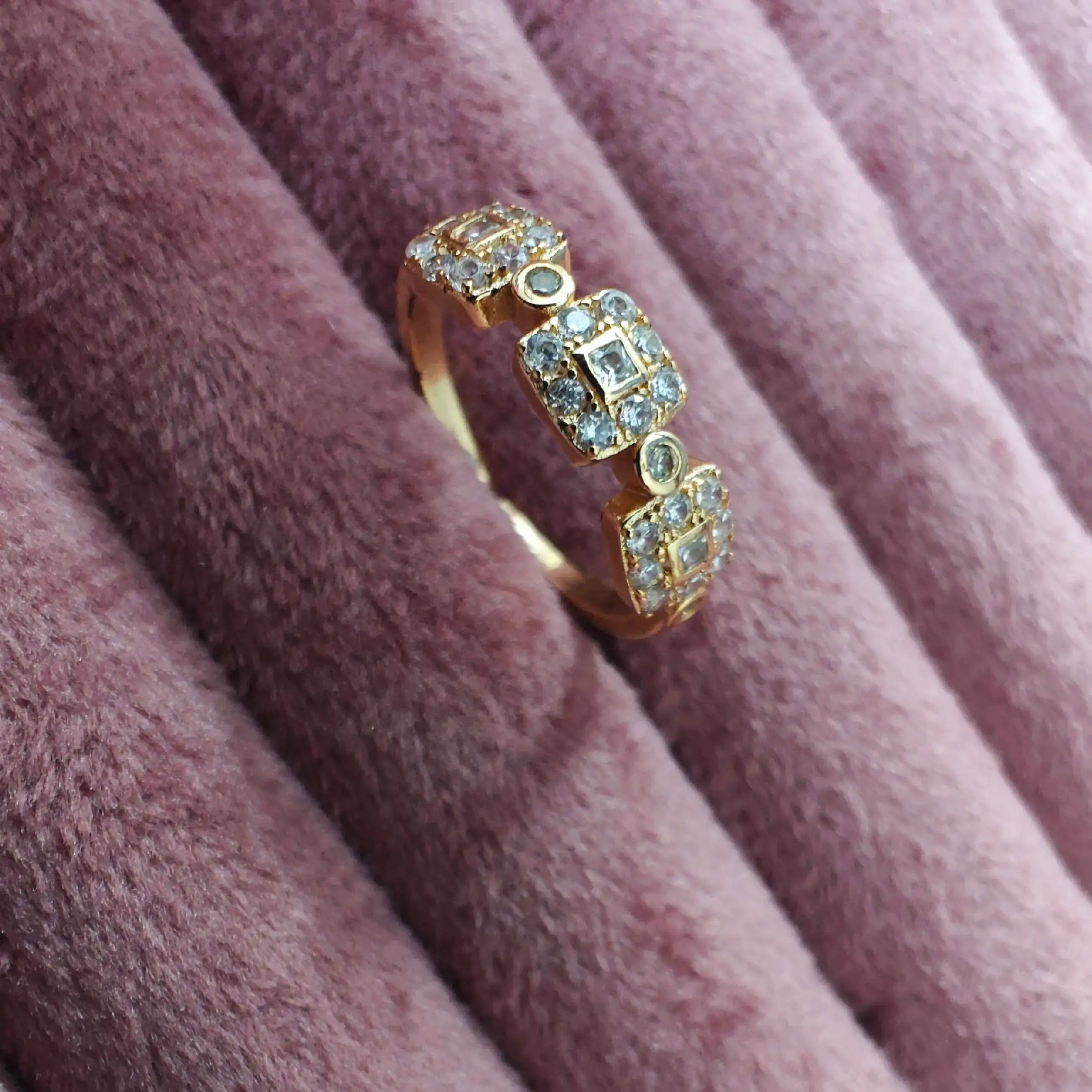 Stainless Steel Square Adjustable Ring - Gold Finish