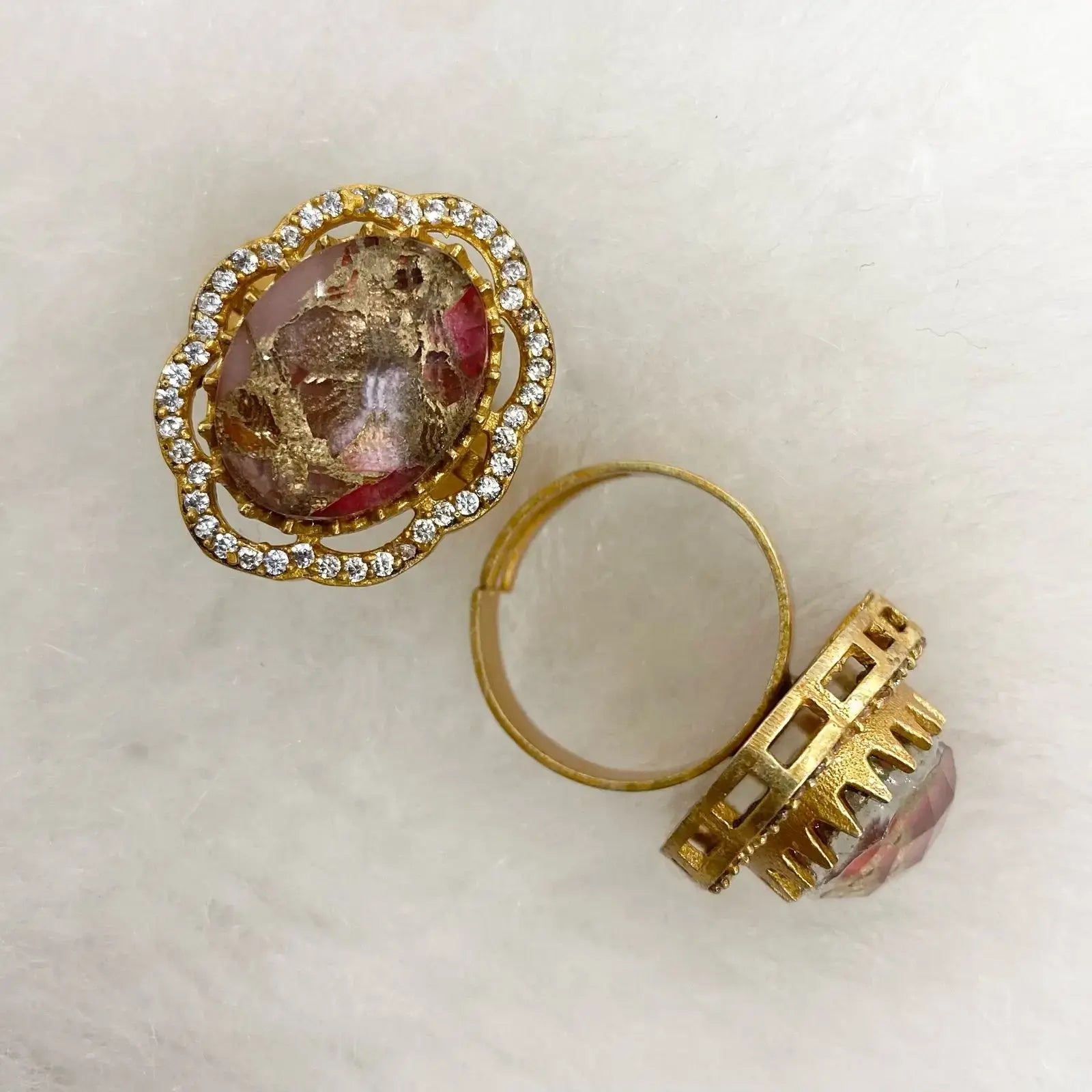 Sharmeen Tourmaline Doublet Adjustable Ring - Pink