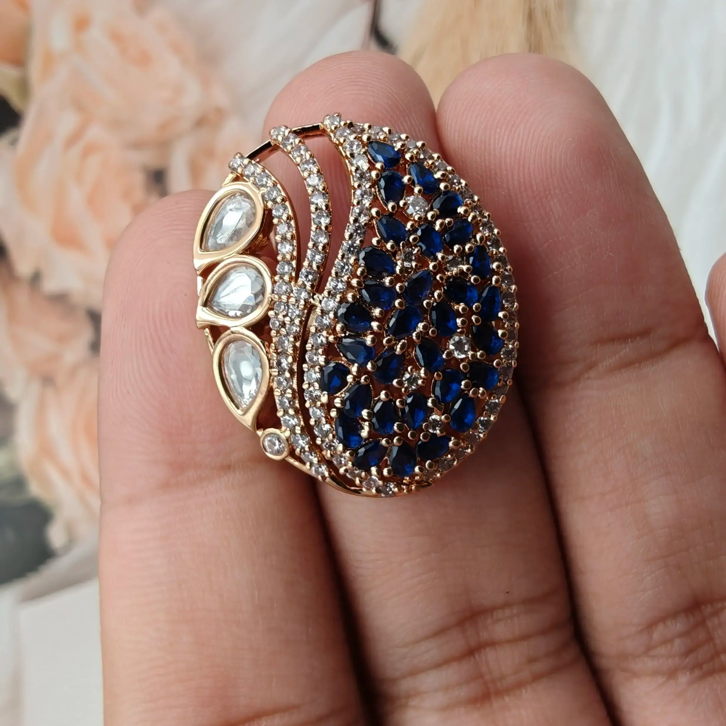 Armaya Adjustable Finger Ring - Blue