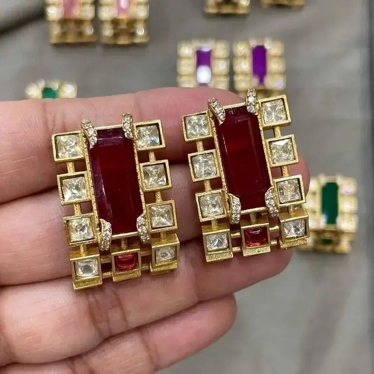 Olivia Doublet Earrings - Ruby Red