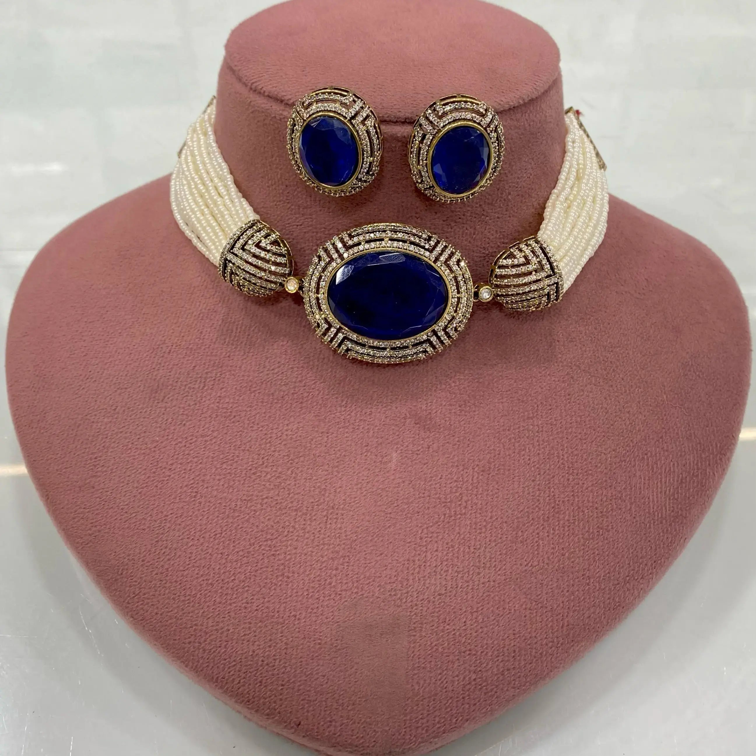 Prakati Doublet Choker Set- Blue