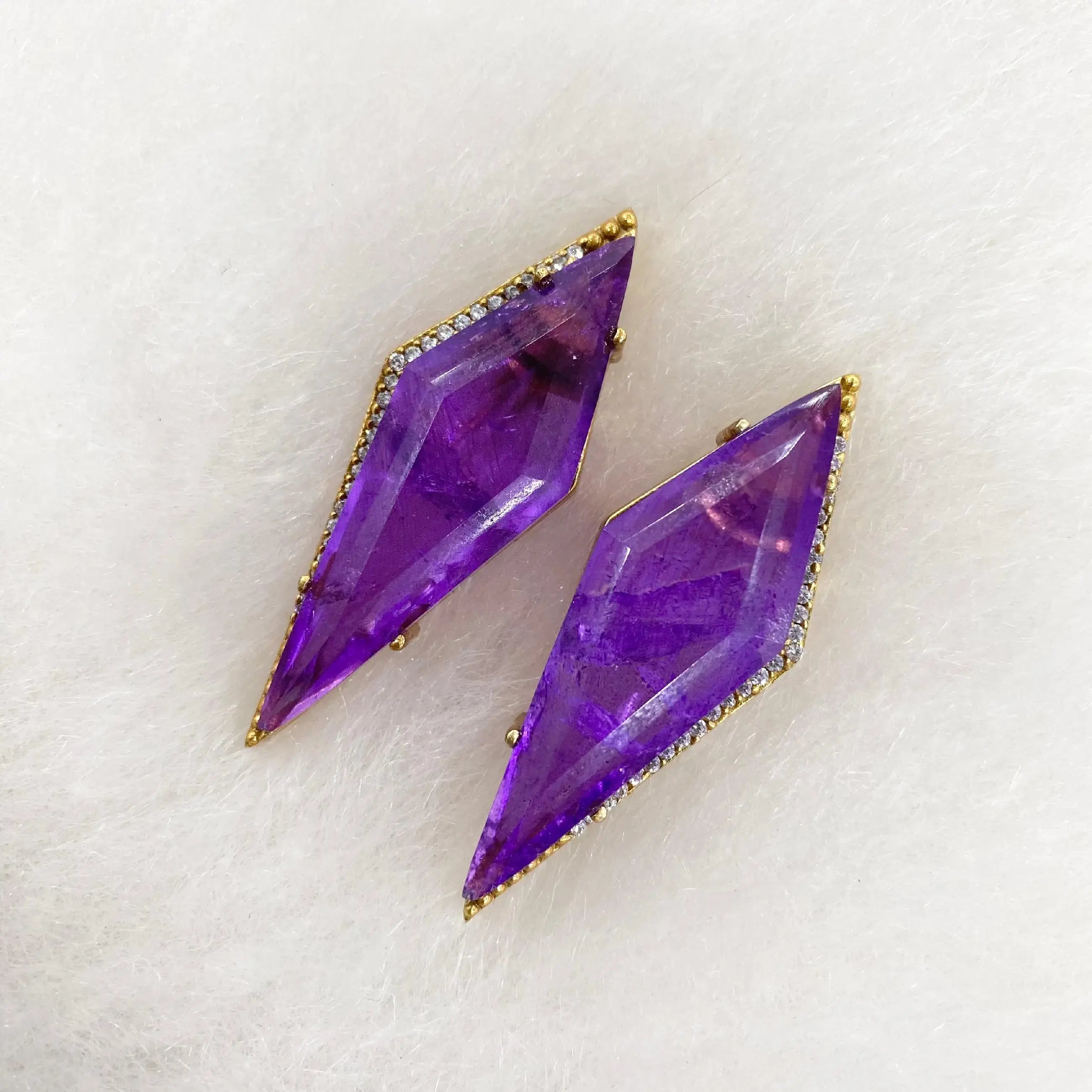 Burfi Doublet Earrings - Purple