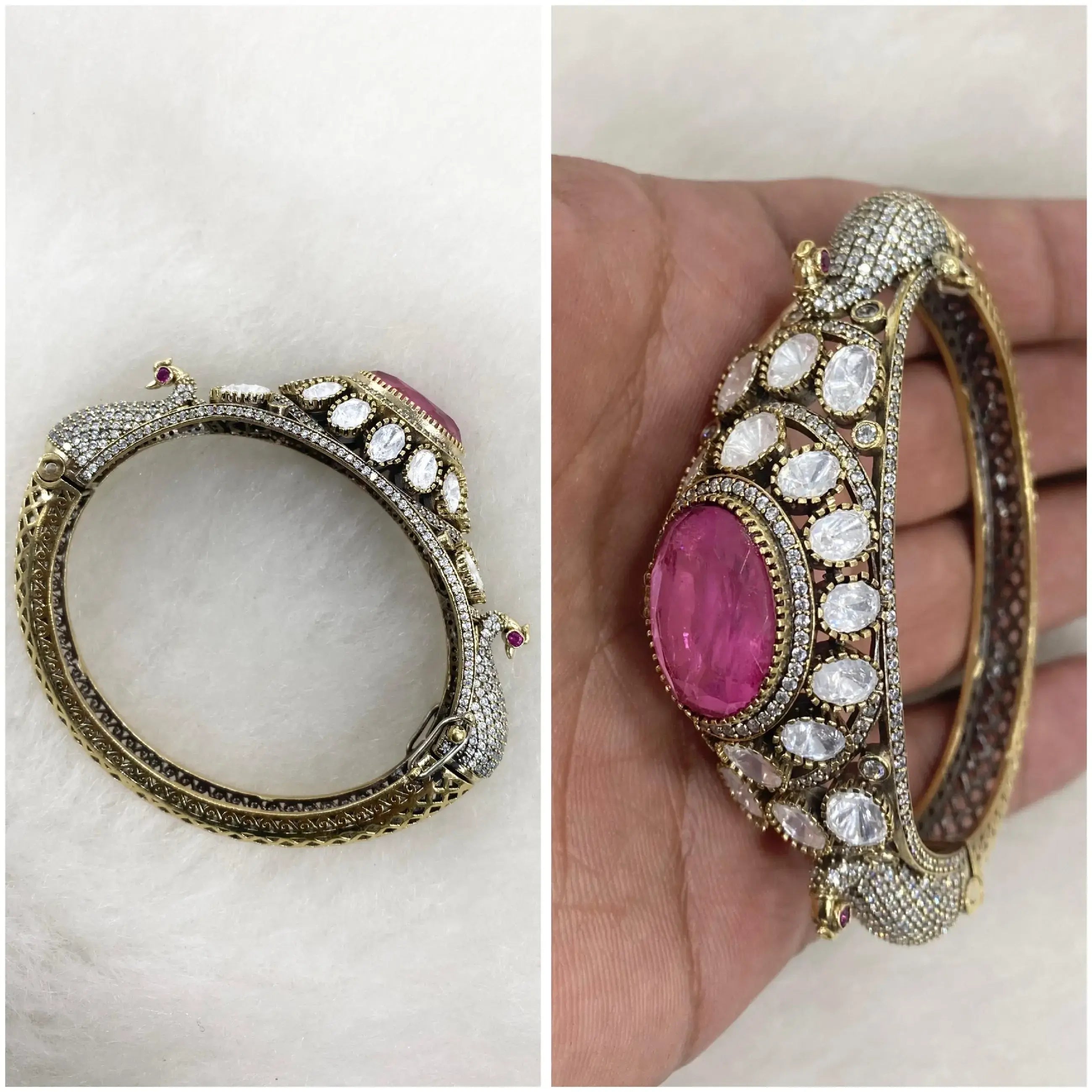 Moor Doublet Invisible Setting AD Openable Bracelets - Pink