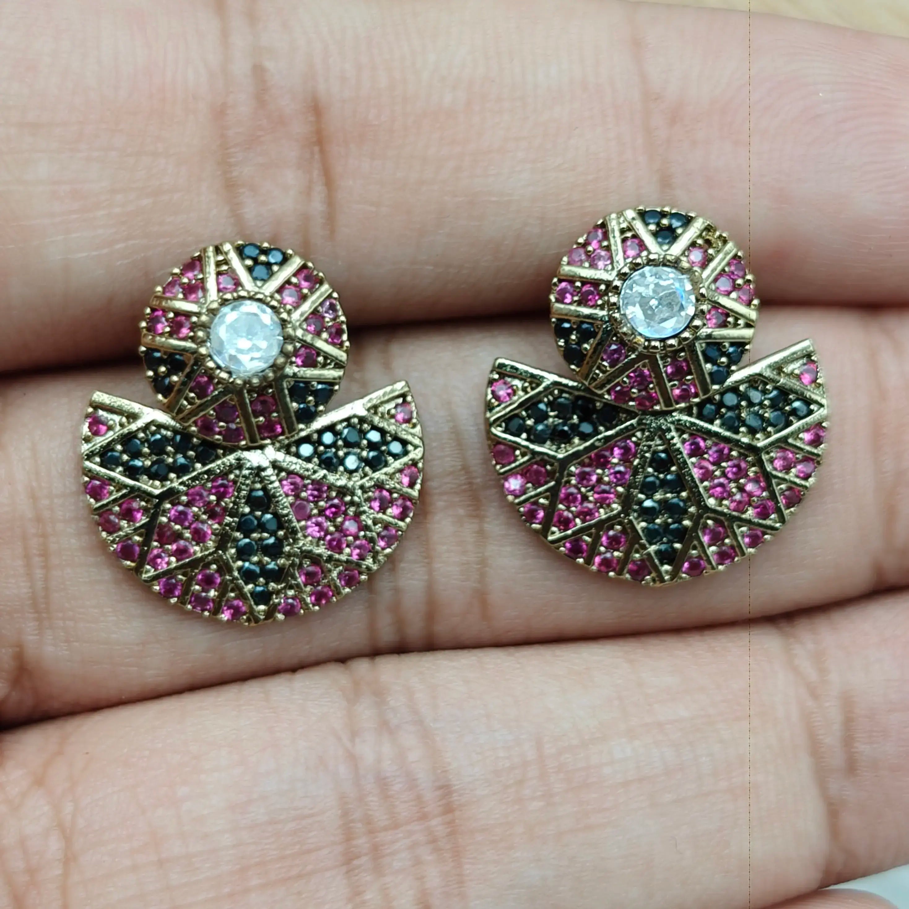 Kylie Detachable Earrings - Ruby n Black