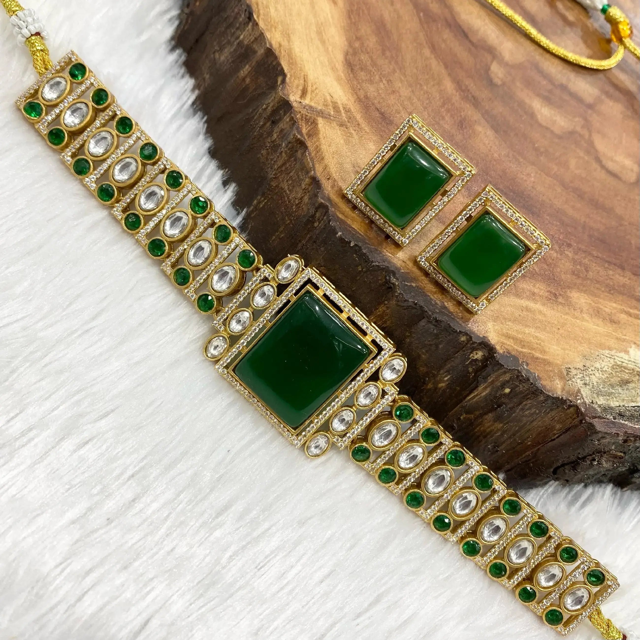 Bhoomi Sleek Choker Set - Green
