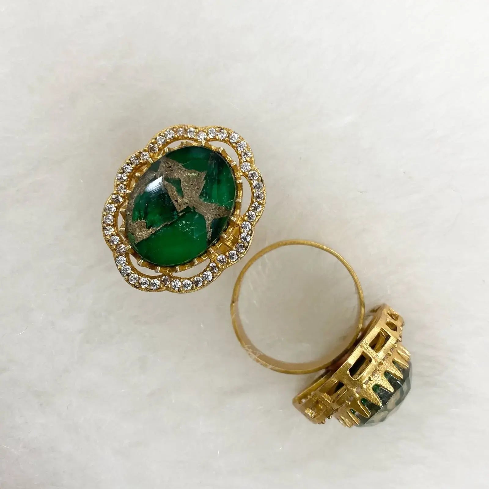 Sharmeen Tourmaline Doublet Adjustable Ring - Green
