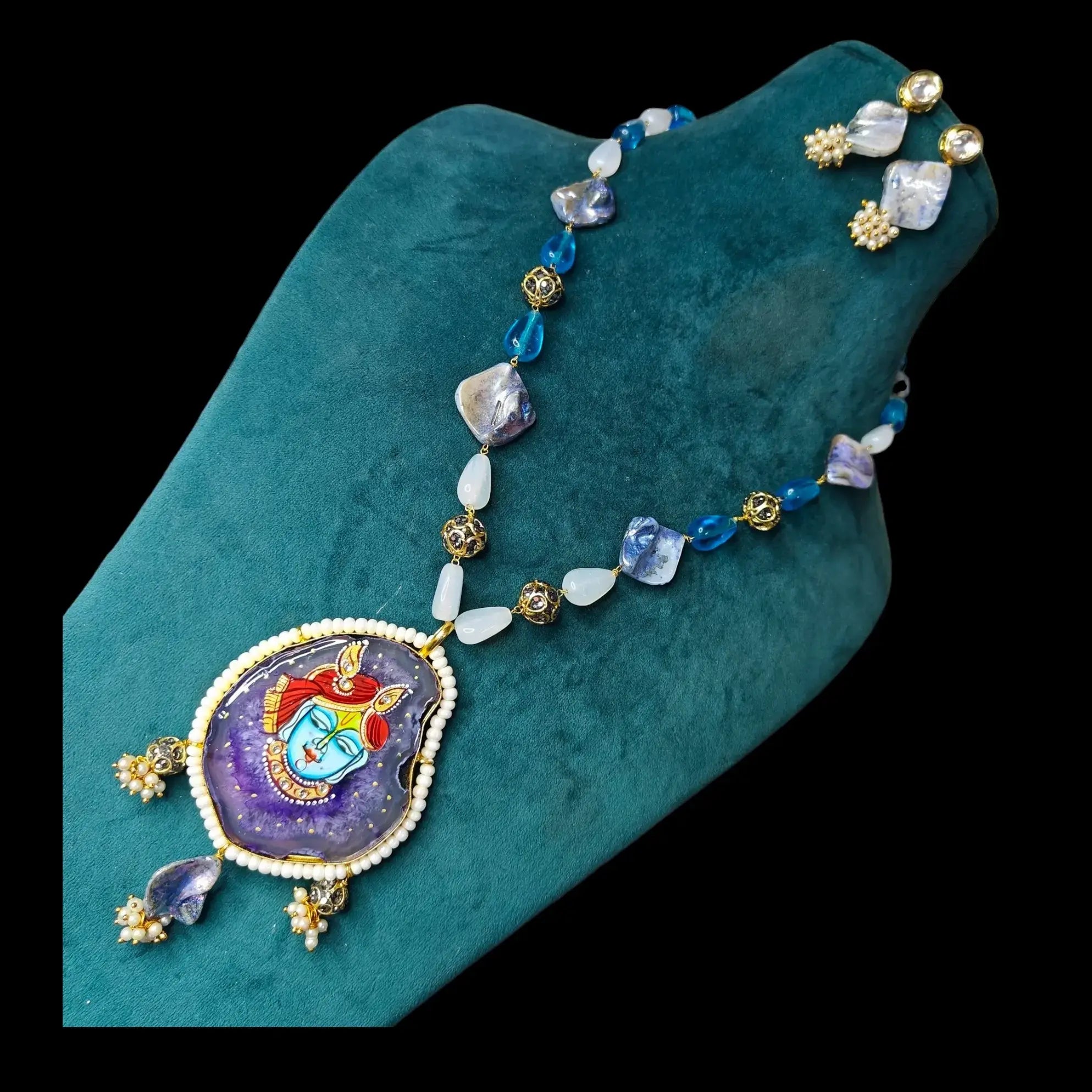 Tanjore Stone Necklace Set- Shree Nath Ji