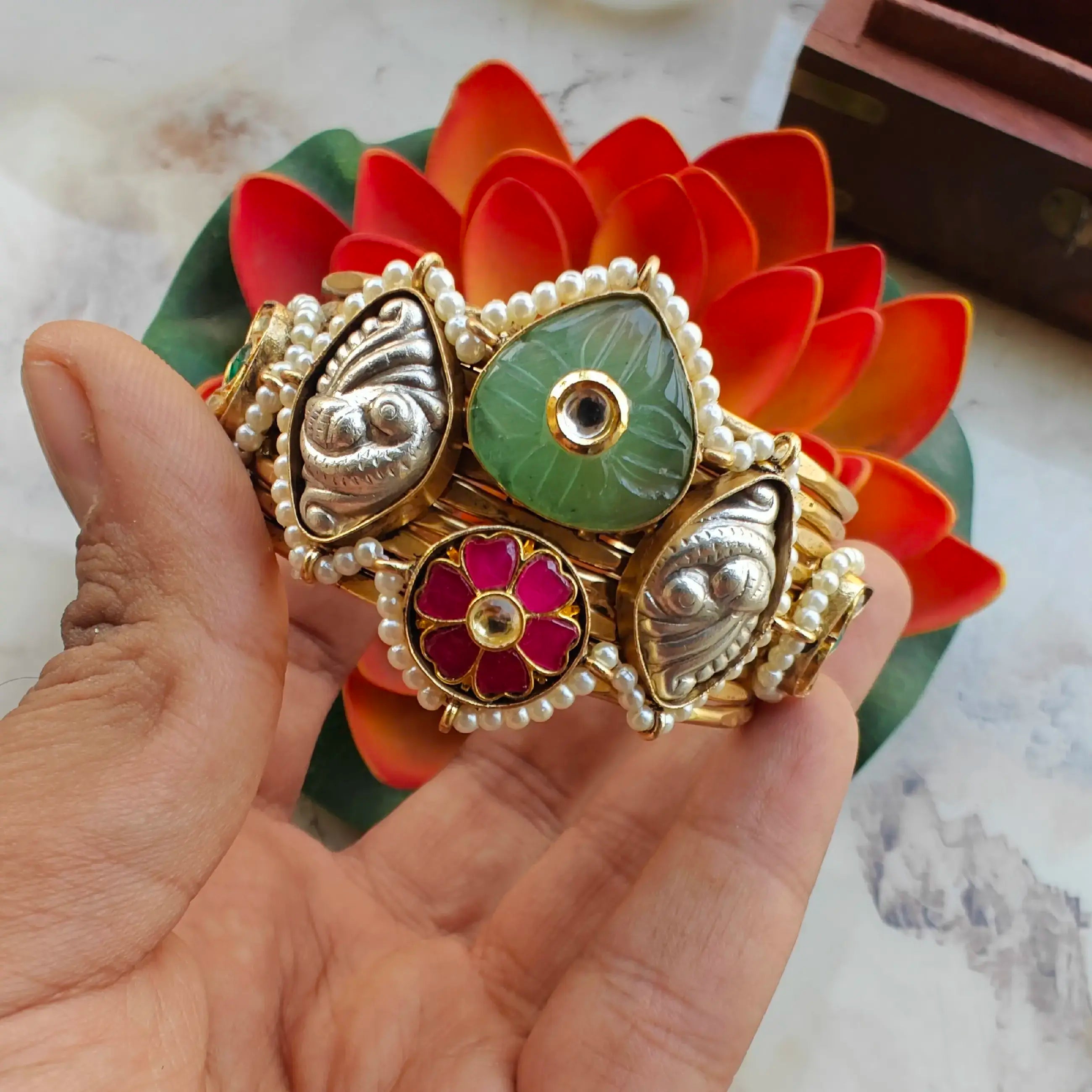 Sayantani Amrapali Brass Fusion Handcuff - Mint