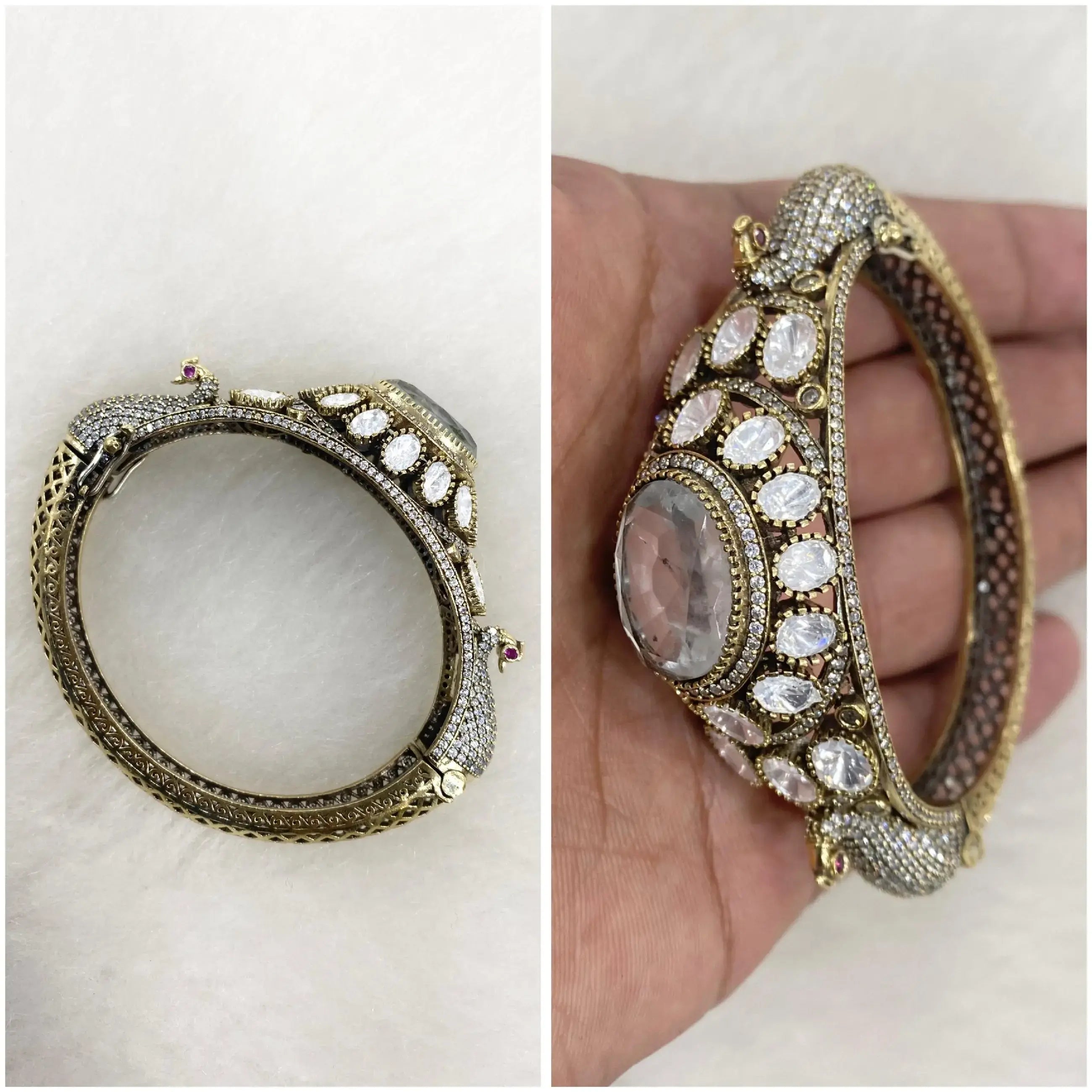 Moor Doublet Invisible Setting AD Openable Bracelet- White